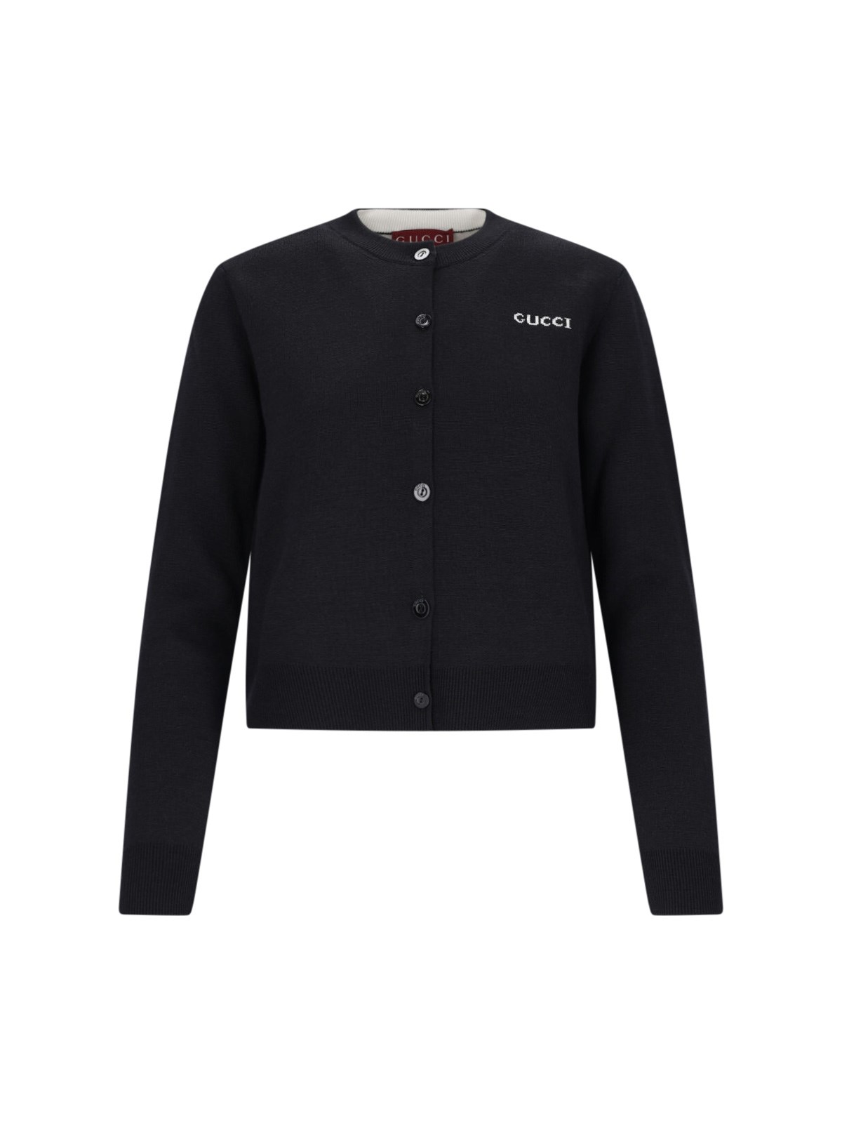 Gucci Logo Intarsia Cardigan In Black  