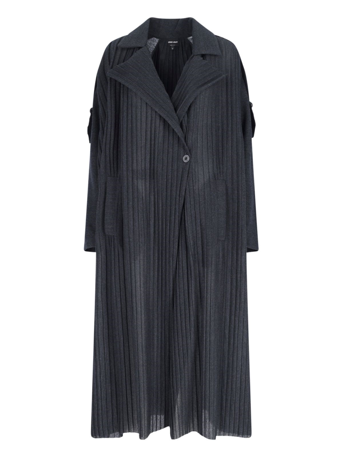 Shop Giorgio Armani Pleated Trench Coat In Gray