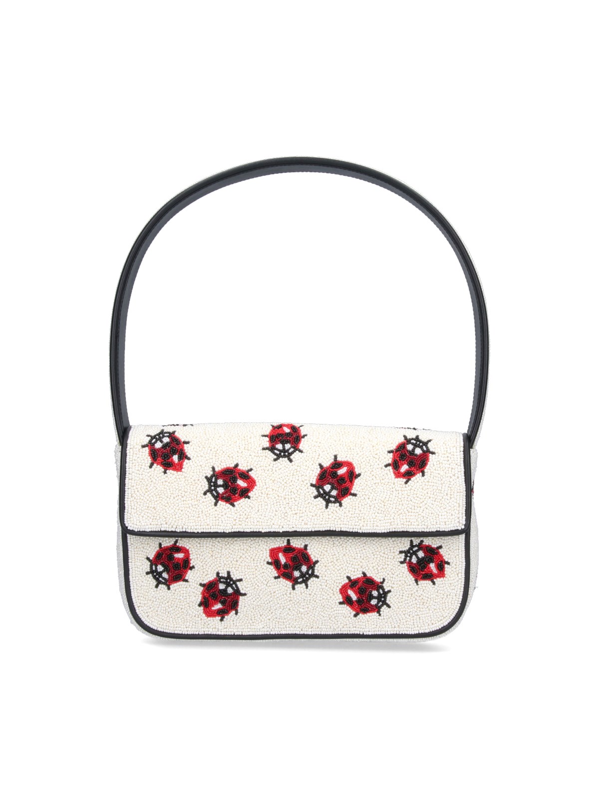 Shop Staud 'tommy Ladybugs' Beads Shoulder Bag In White