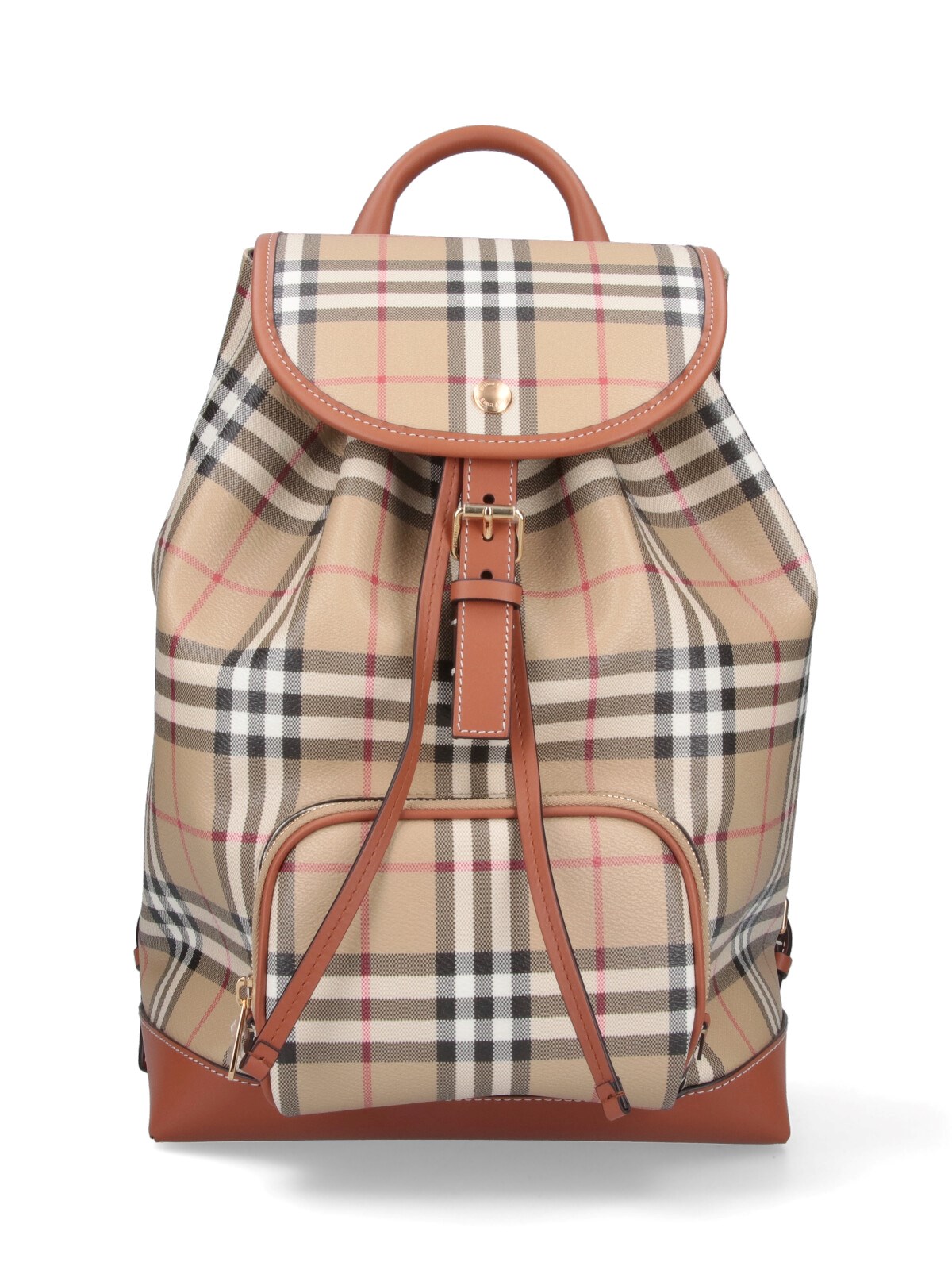 Shop Burberry 'check' Backpack In Beige