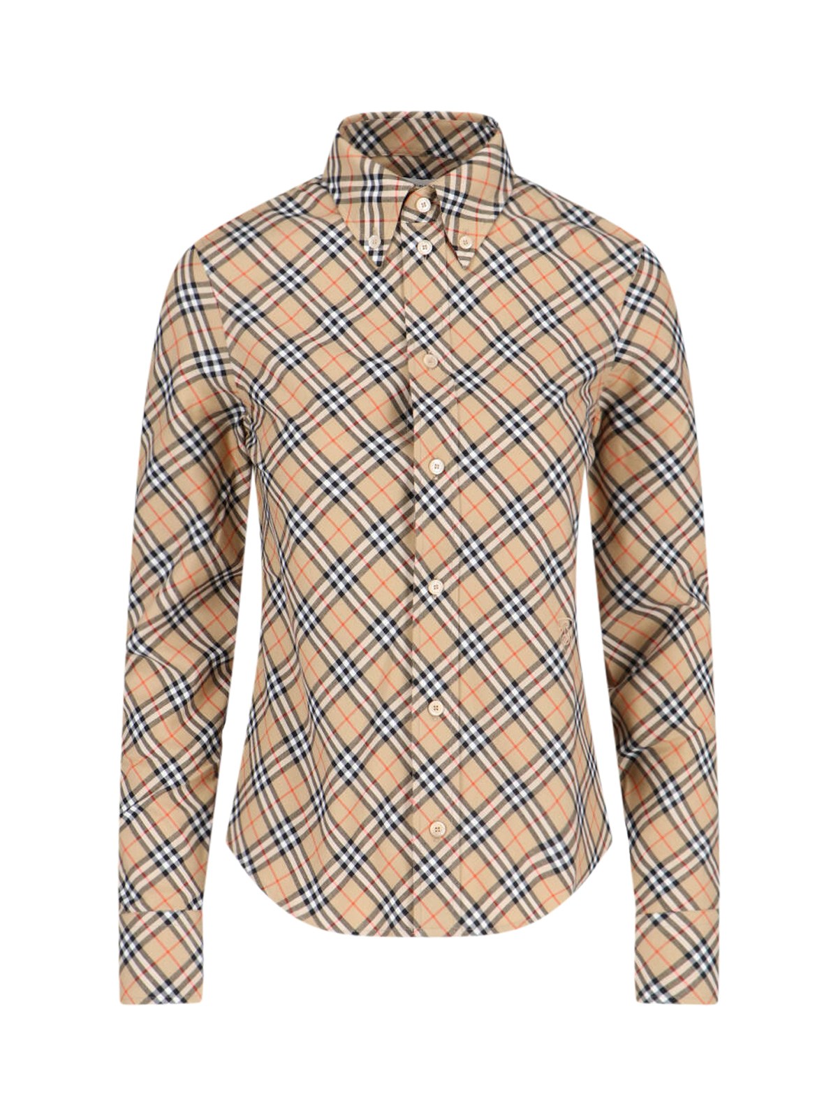 Burberry Ered Shirt With Button-down Collar In Beige