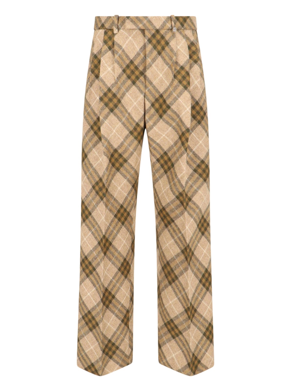 Shop Burberry 'check' Straight Pants In Beige