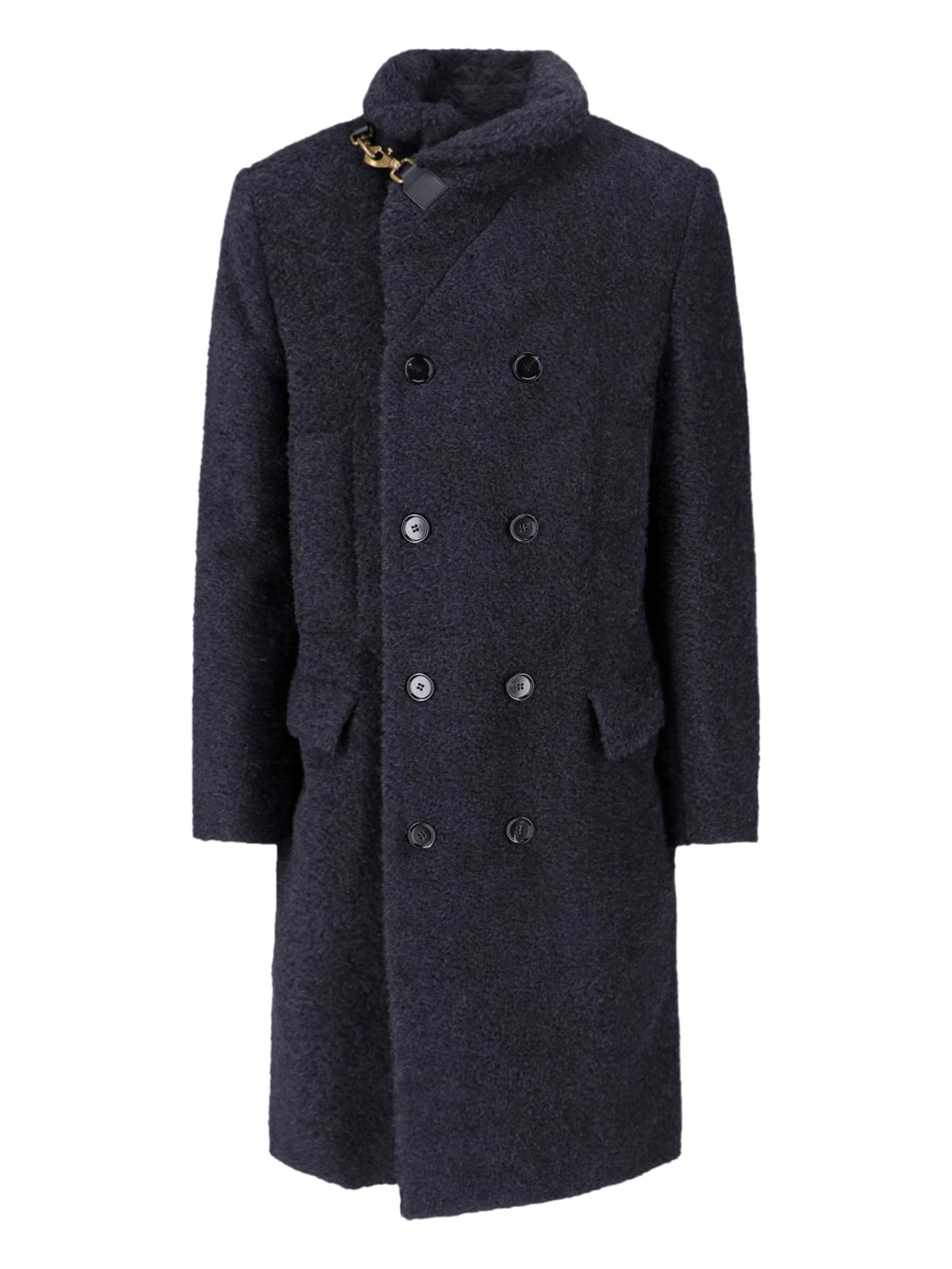 Shop Burberry Double-breasted Shearling Coat In Black  