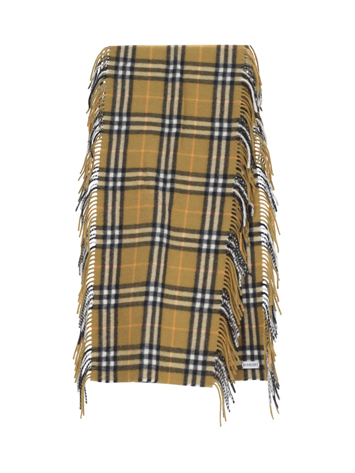 Shop Burberry 'happy' Fringed Scarf In Brown