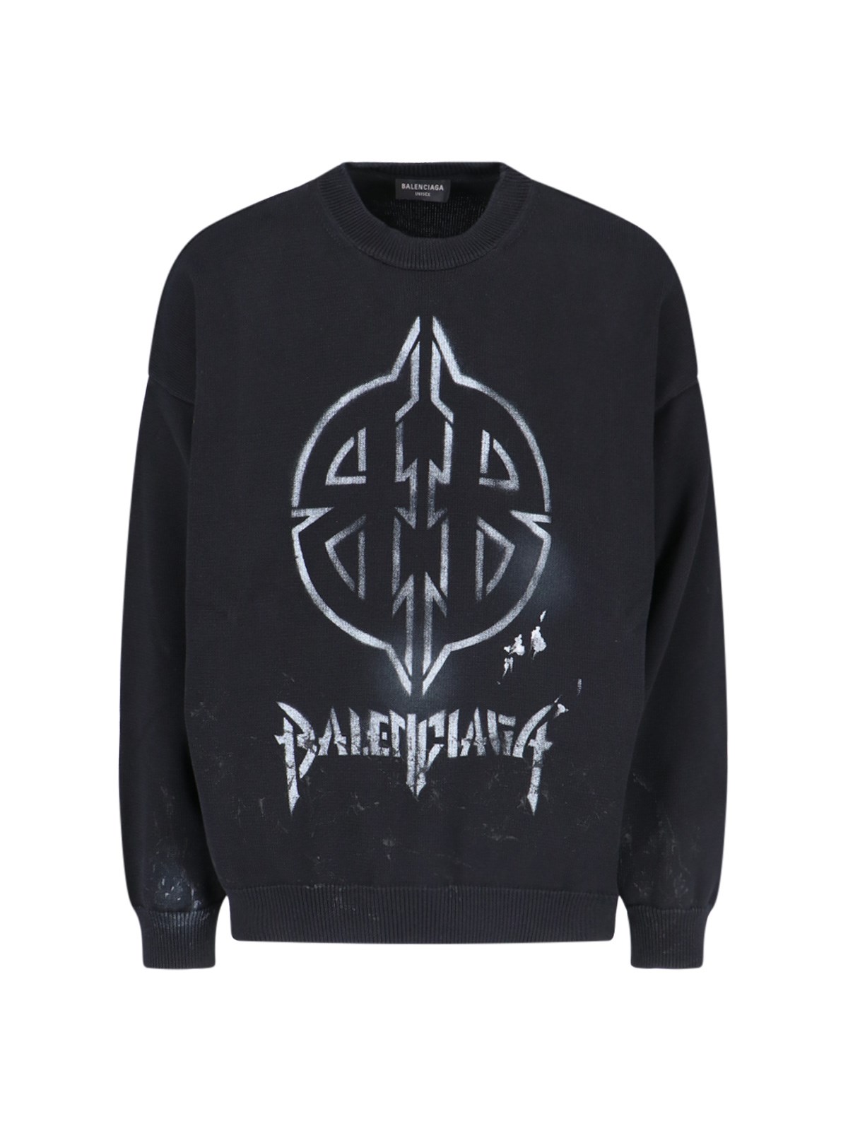 Shop Balenciaga 'metal Bb Stencil' Crew Neck Sweatshirt In Black  