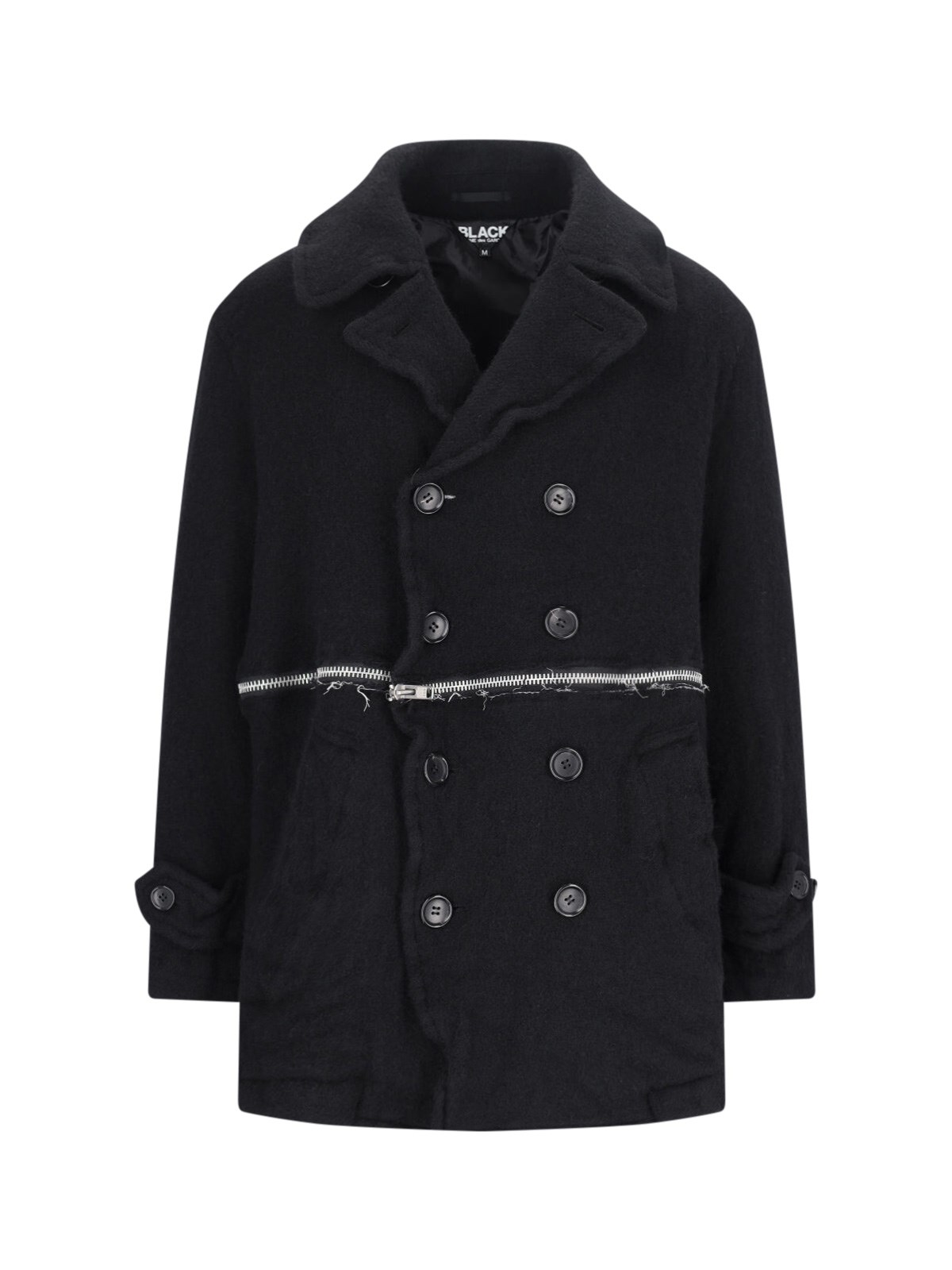 Shop Comme Des Garcons Black Double-breasted Coat In Black  