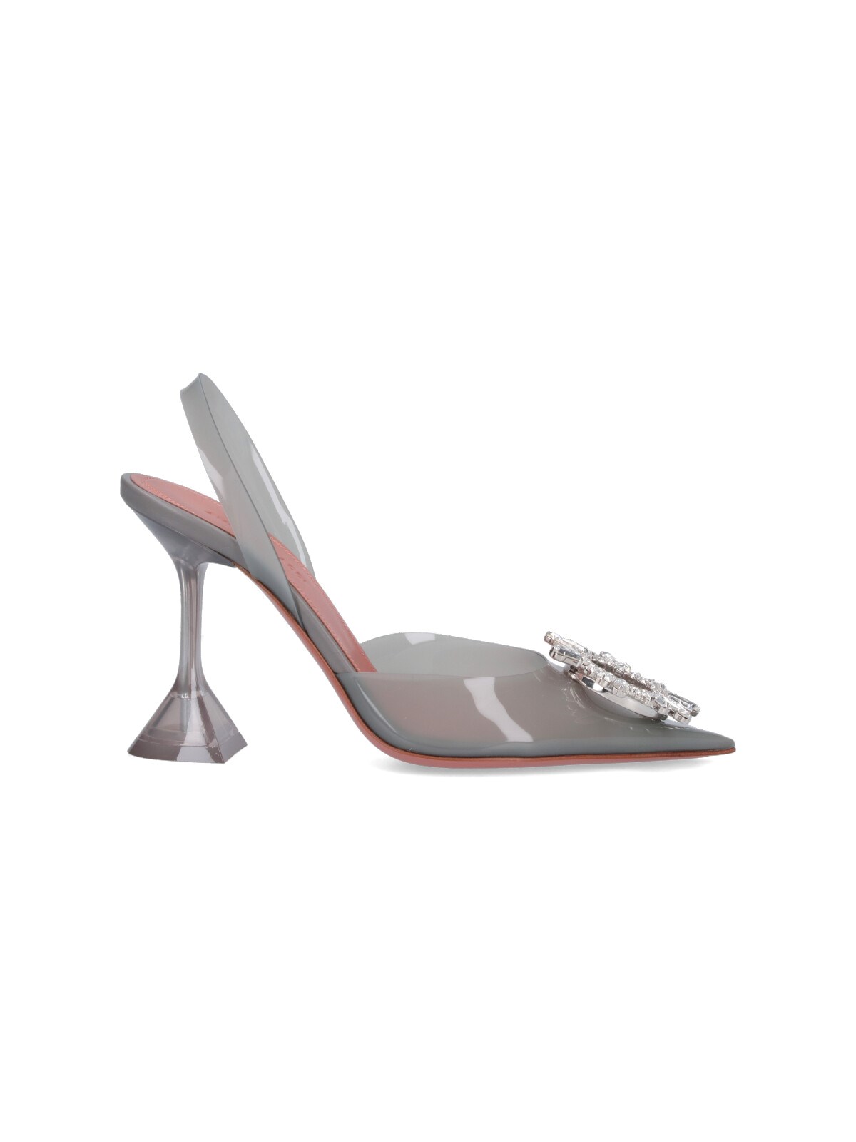 Shop Amina Muaddi 'begum 95' Slingback Pumps In Gray