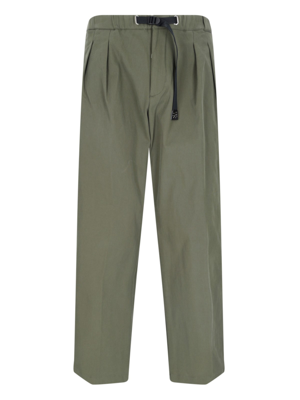 Shop White Sand Wide Belted Pants In Green