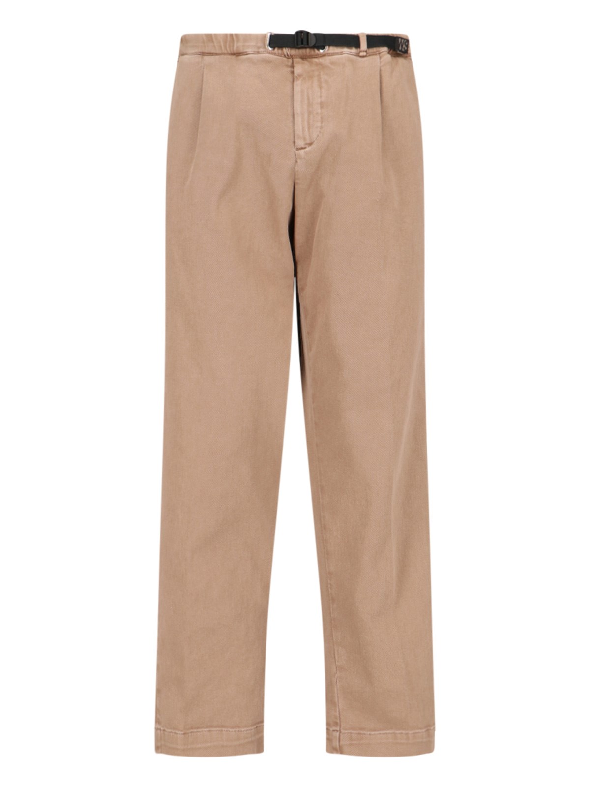 Shop White Sand Straight Pants With Belt In Brown