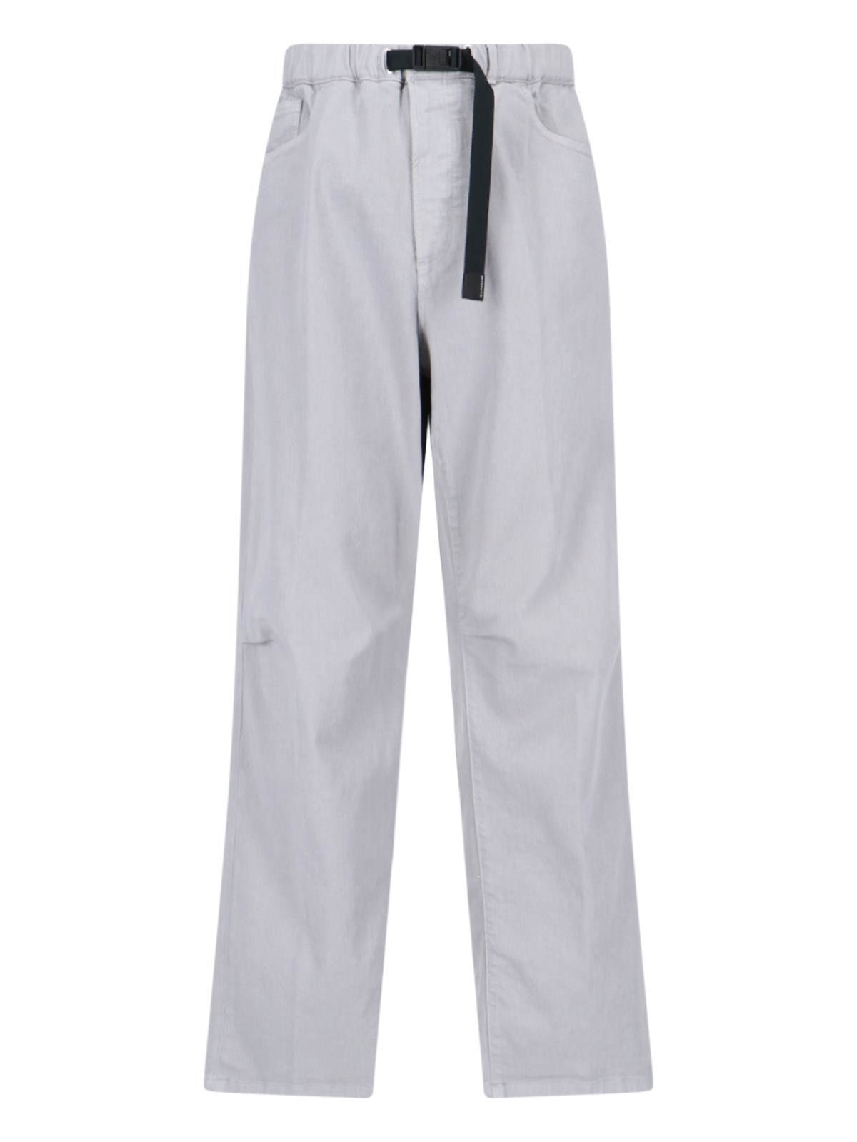 Shop White Sand Straight Pants With Belt In Gray