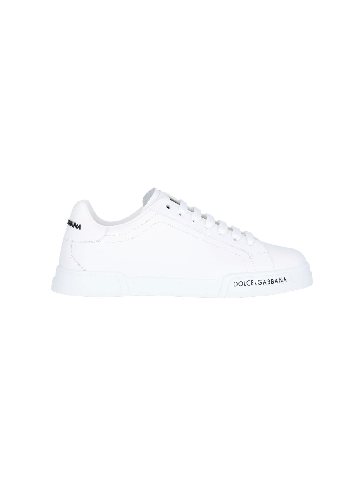 Dolce & Gabbana Leather Sneakers With Lateral Logo Patch In White
