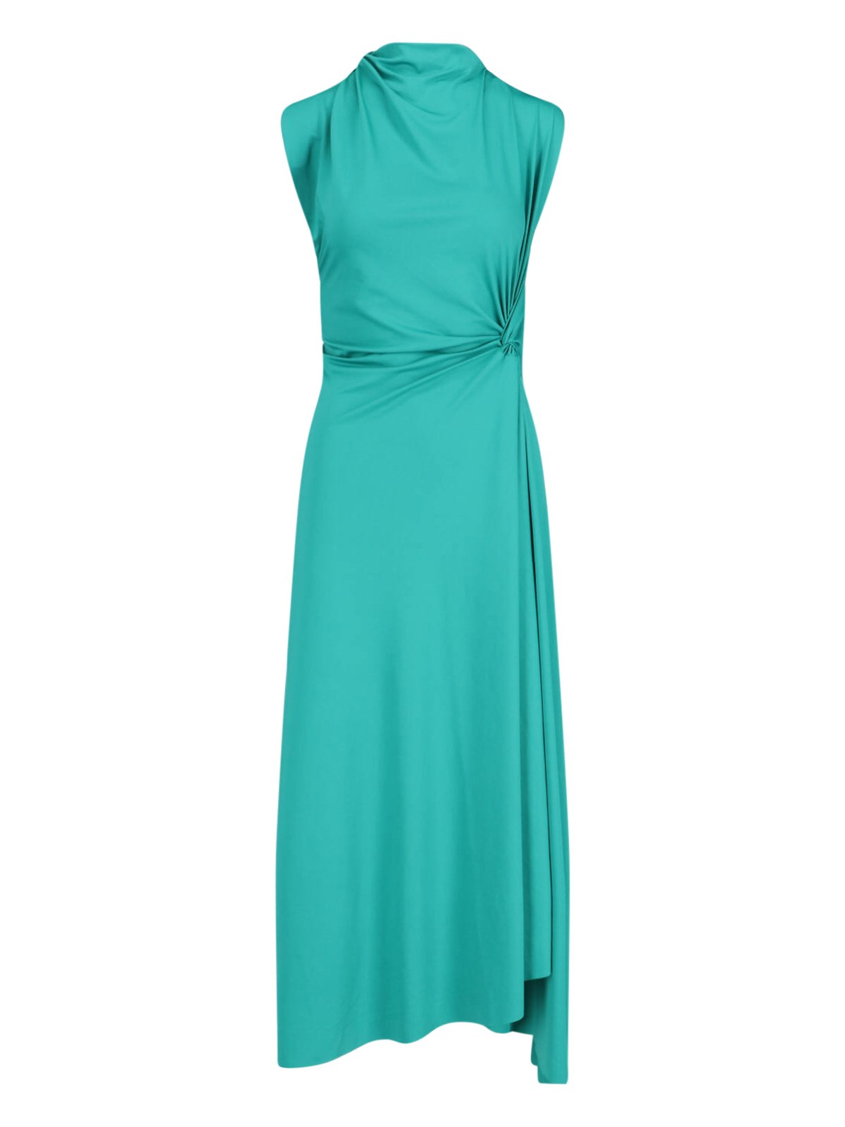 Victoria Beckham Womens Peacock Drape Front Assymmetric Stretch-jersey Maxi Dress In Green