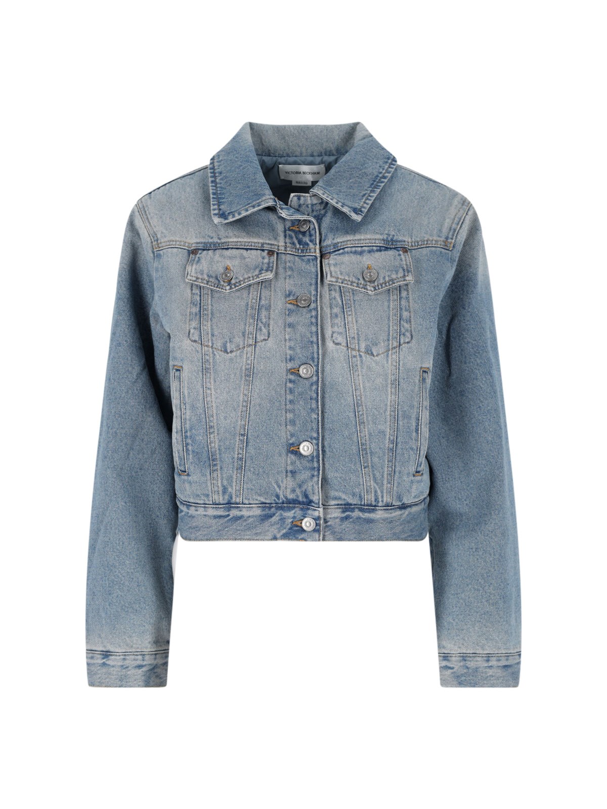 Victoria Beckham Padded Denim Jacket In Light Blue