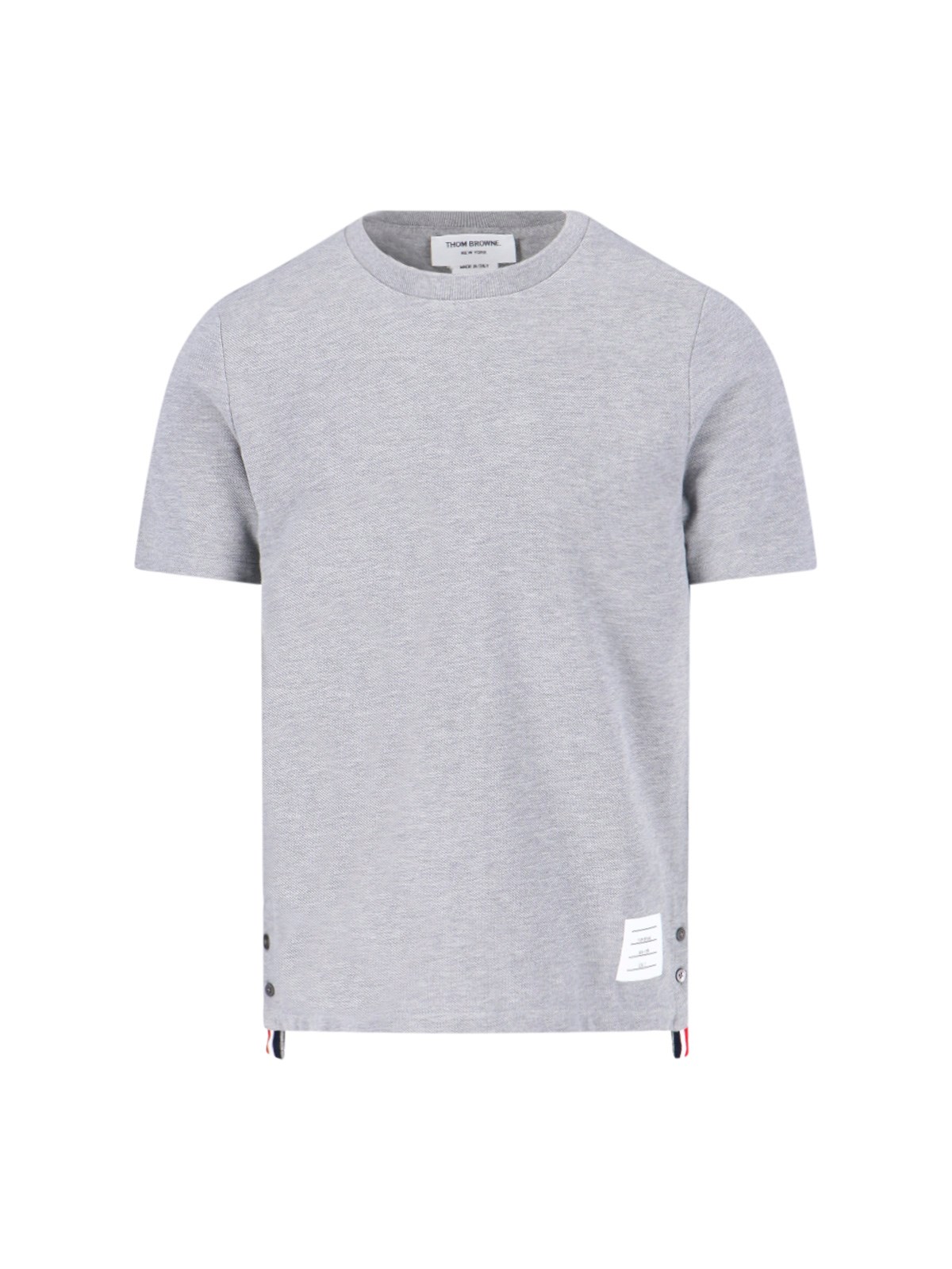 Thom Browne T-shirt With Iconic Bands In Gray
