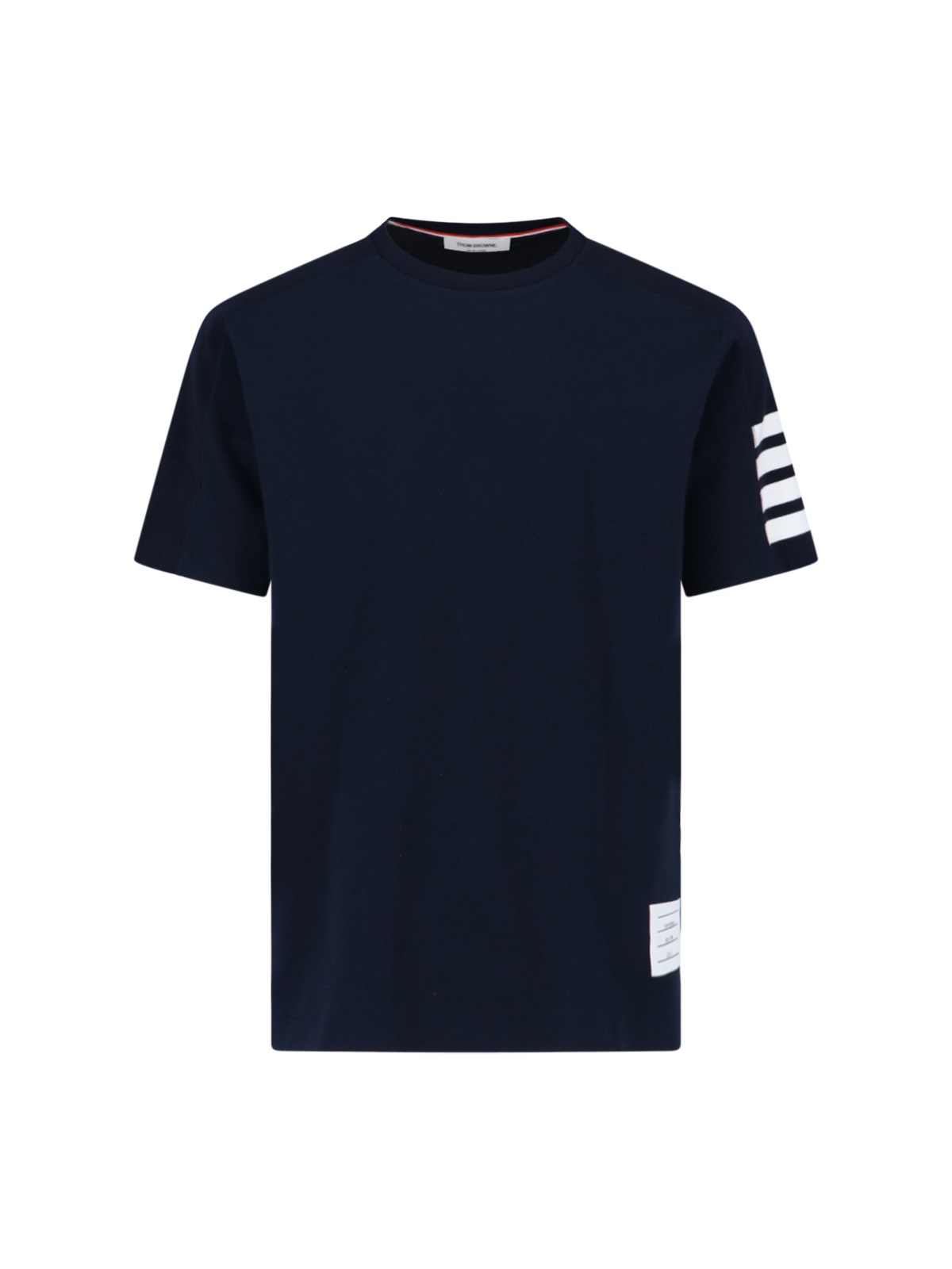 Thom Browne Crew Neck T-shirt With Distinctive 4-bar Logo In Blue