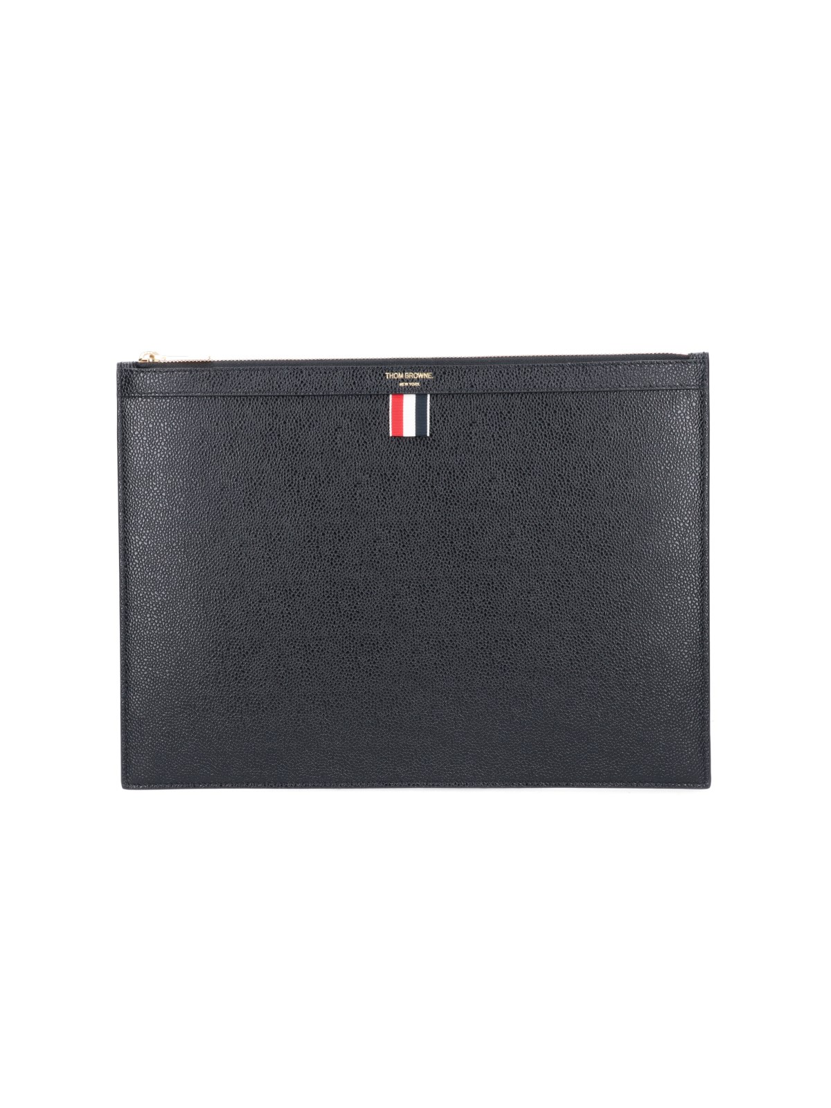 Thom Browne Tricolour Clutch Bag In Black