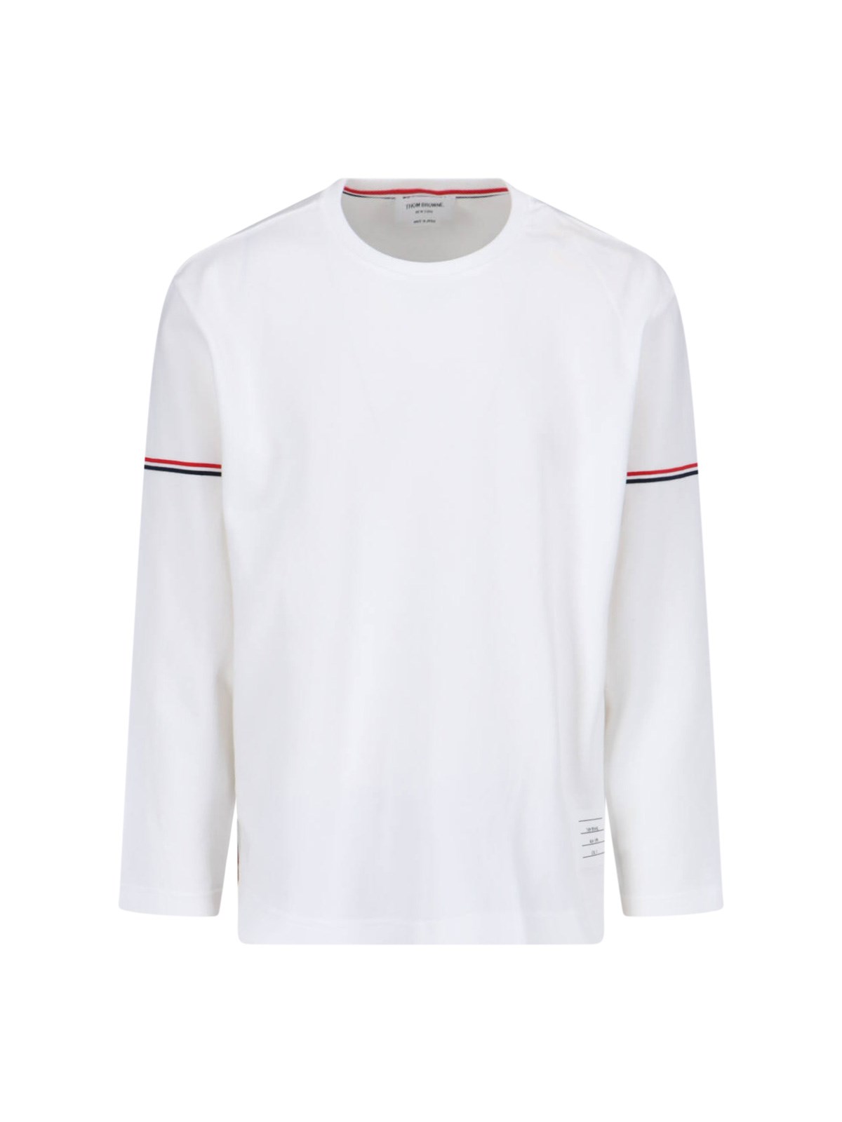 Thom Browne Long-sleeve Cotton T-shirt With Signature Stripe Details In White