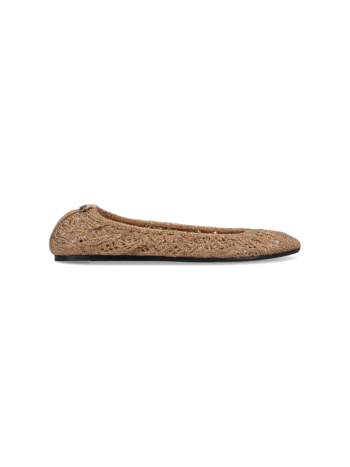 Isabel Marant Crochet Round Toe Ballerina Flats In Gold