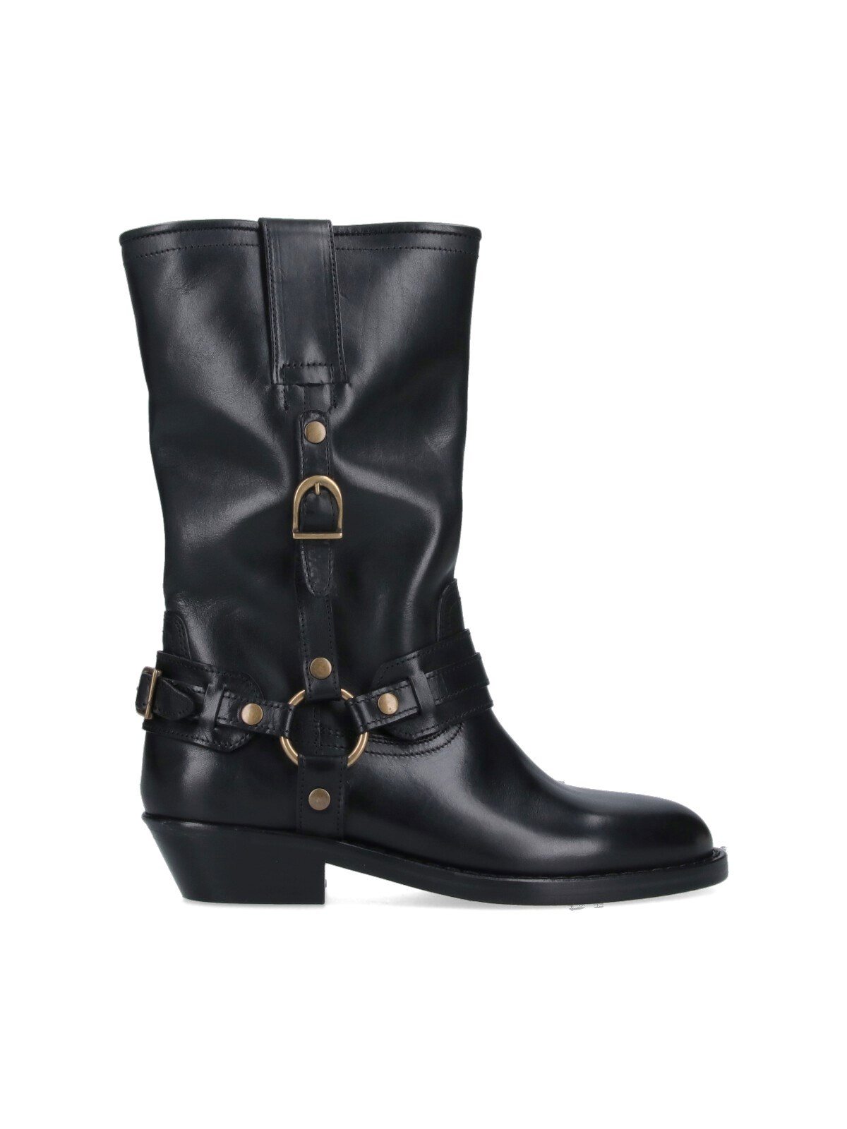 Isabel Marant Knee-high Leather Boots With Buckle Detail In Black