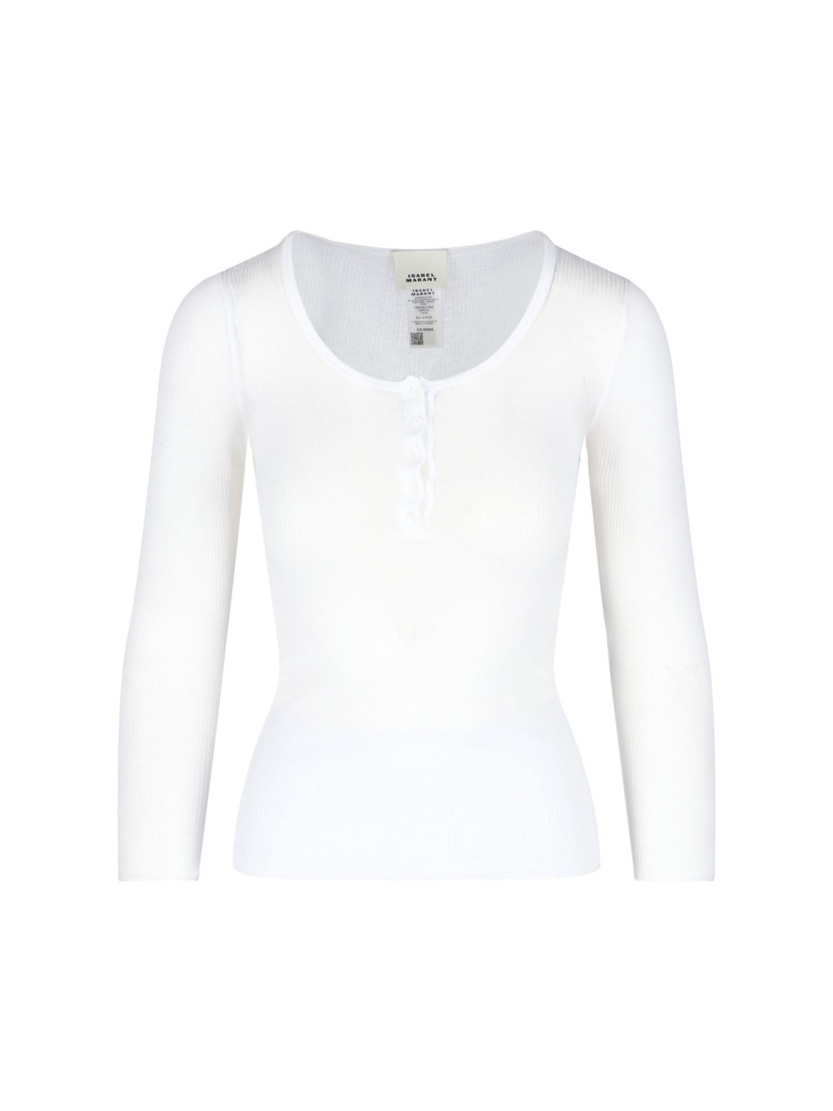 Isabel Marant Ribbed Texture Scoop Neck Long Sleeves In White