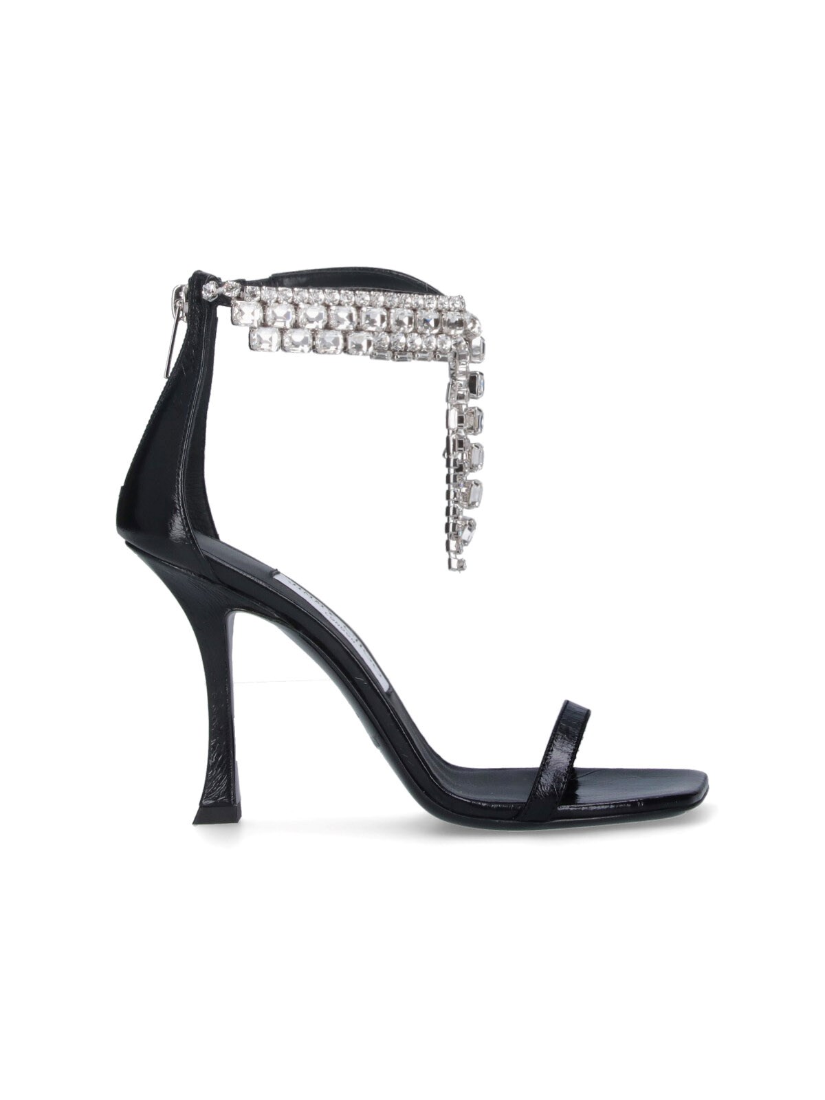 Shop Jimmy Choo Slingback Sandals With Rhinestones "verity 100" In Black