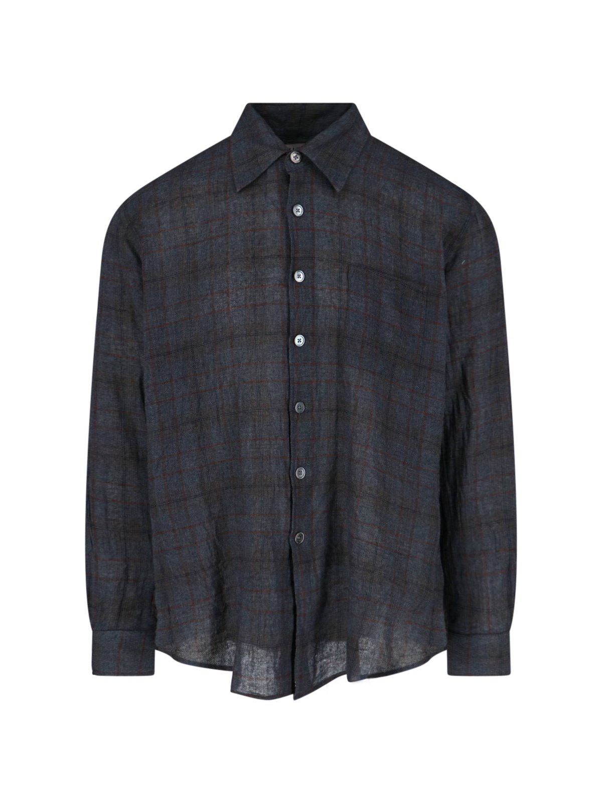 Our Legacy Check Pattern Button-down Shirt With Chest Pocket In Black