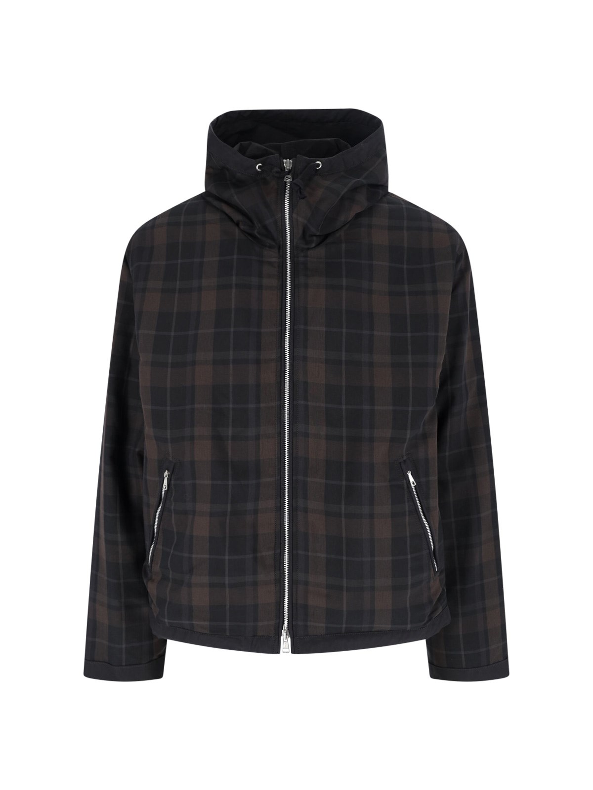 Our Legacy Riviera Checked Shell Hooded Jacket In Black