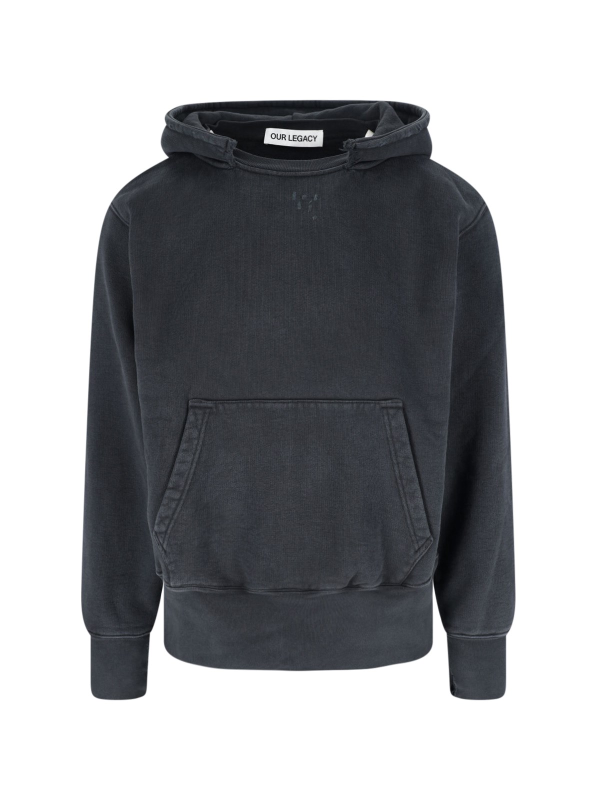 Our Legacy Relic Cropped Distressed Cotton-jersey Hoodie In Black