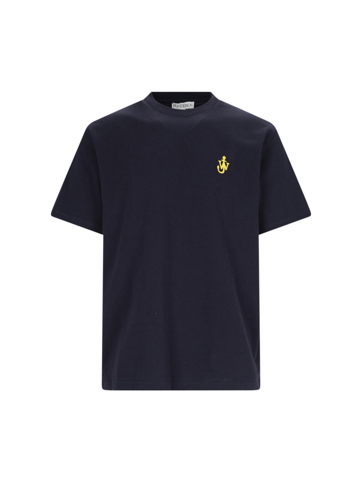 Jw Anderson Blue Crewneck T-shirt With Logo Embroidery On The Front In Blue