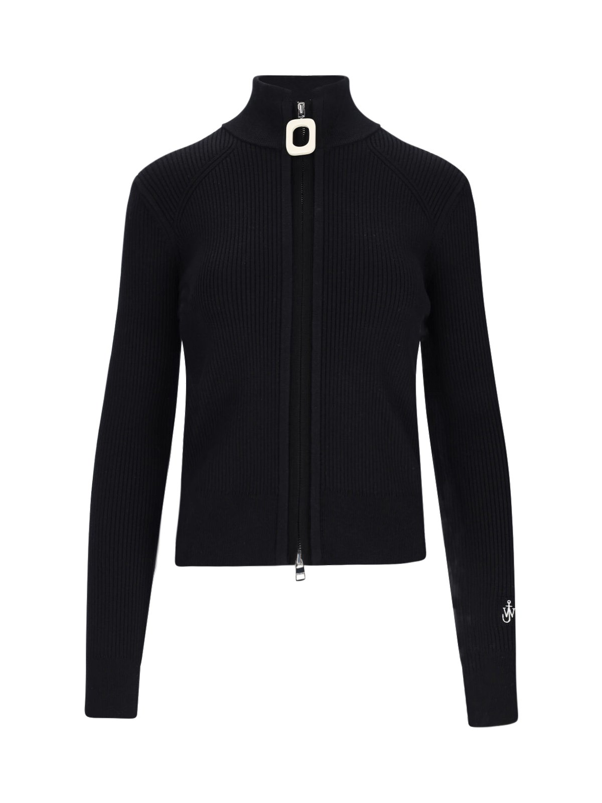 Shop Jw Anderson Logo Zip Cardigan In Black