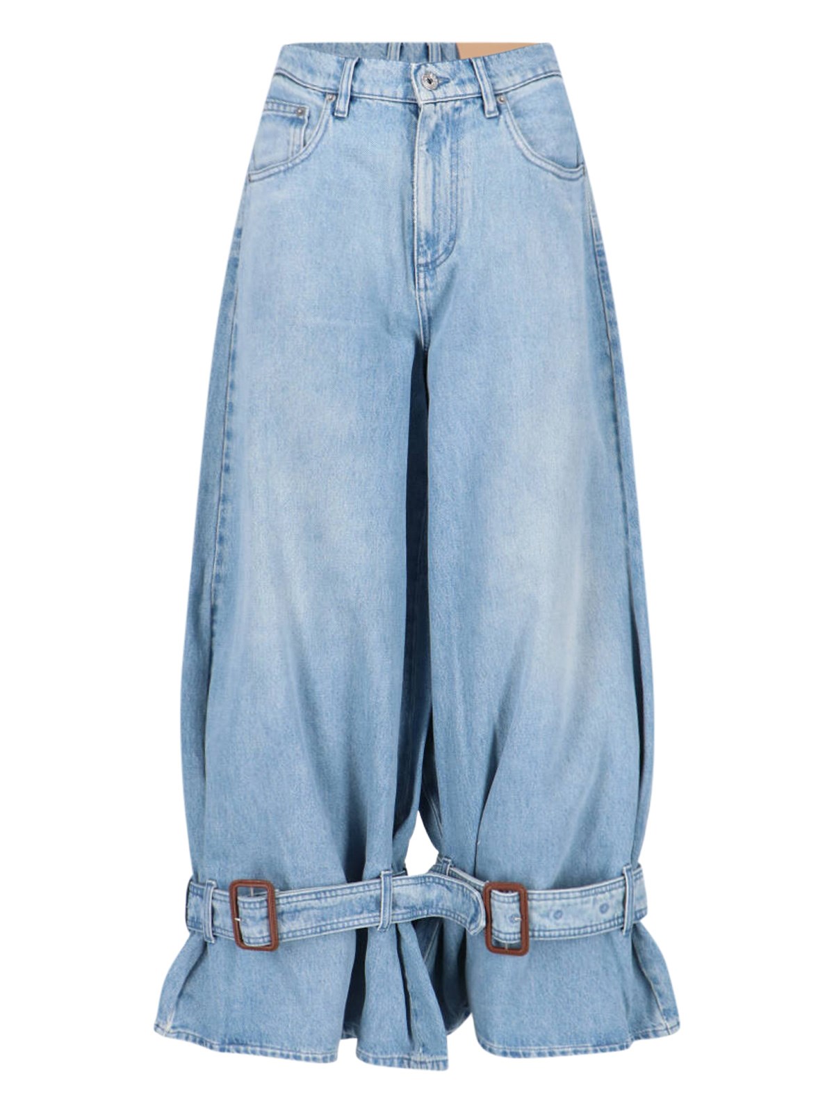 Shop Jw Anderson Baggy Jeans With Buckle In Light Blue