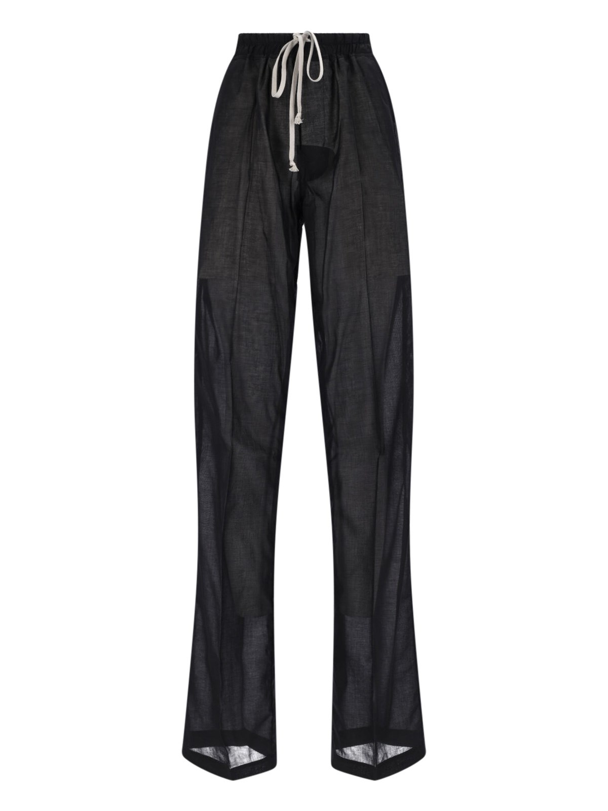 Rick Owens Wide-leg Cotton Muslin Pants With Drawstring Waist In Black
