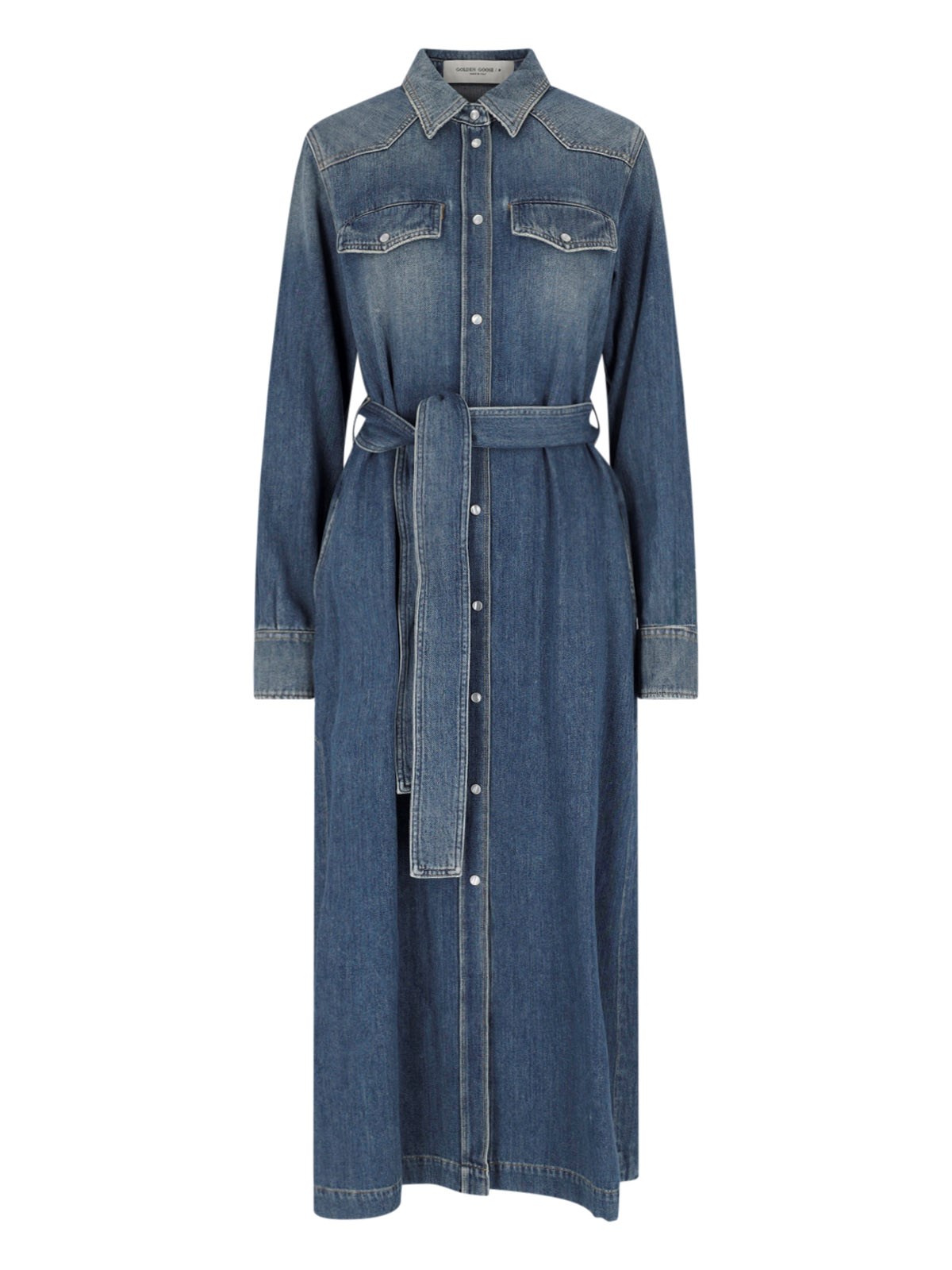 Golden Goose Shirt Dress In Denim In Blue