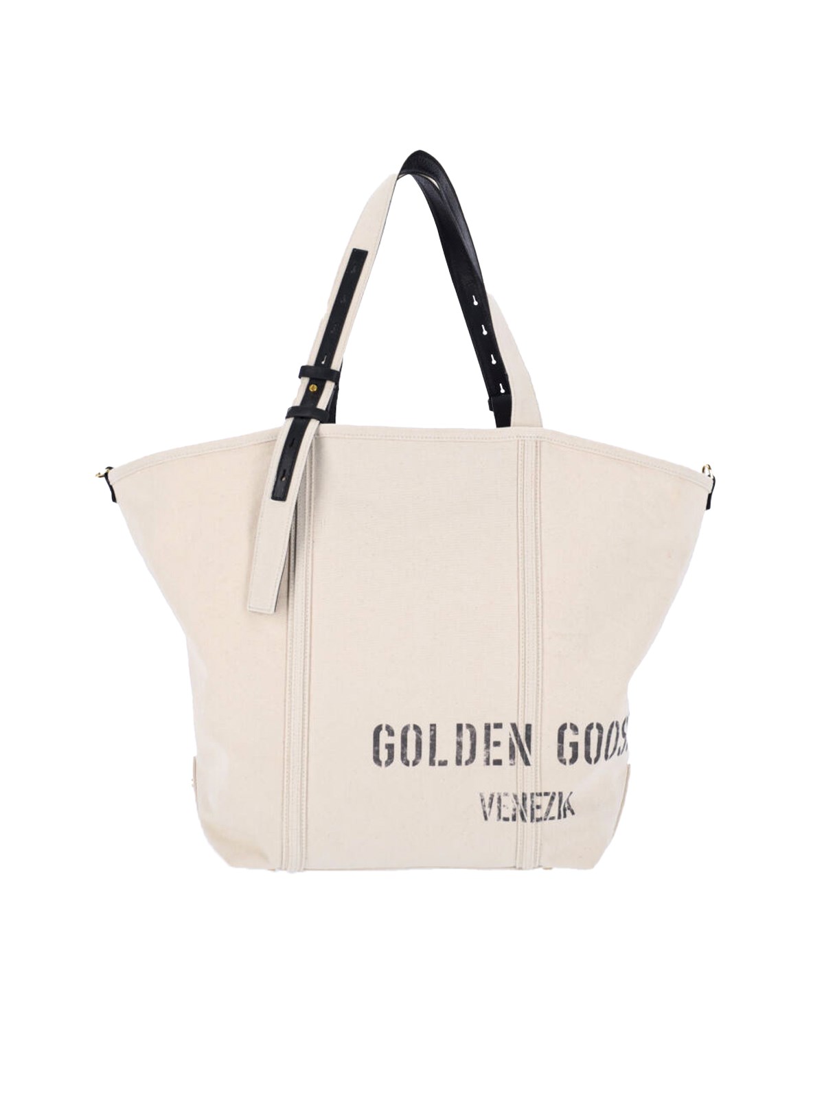 Golden Goose Spacious Beige Handbag With Dual Handles And Adjustable Strap In Beige