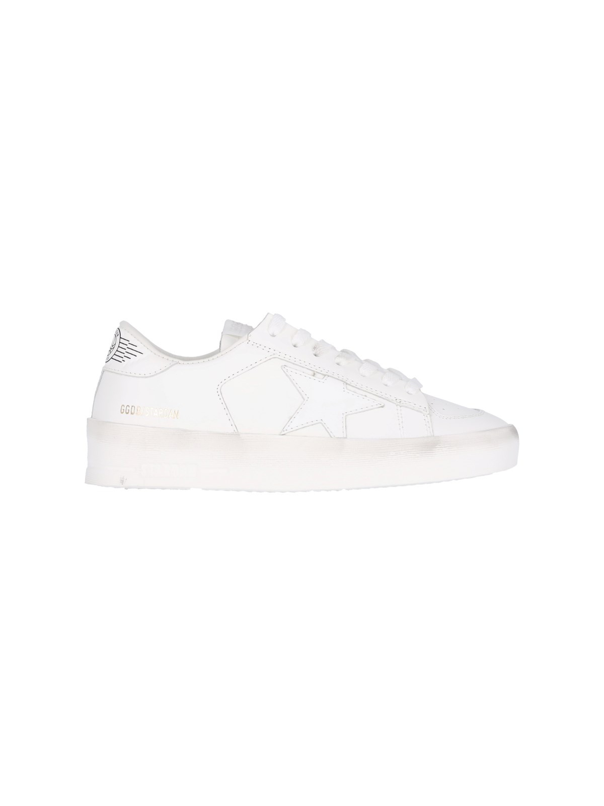 Golden Goose White Stardan Leather Sneakers With Star Motif In White
