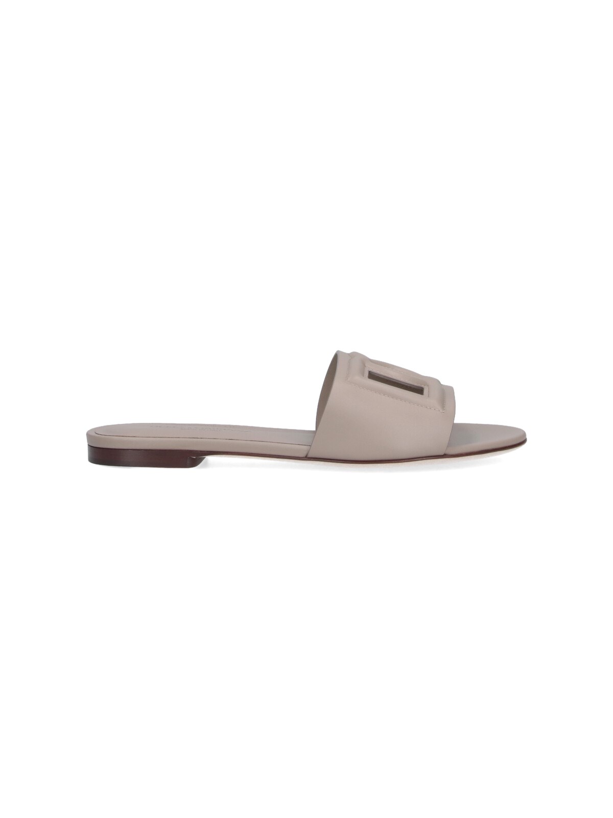 Dolce & Gabbana "dg" Slide Sandals In Neutral