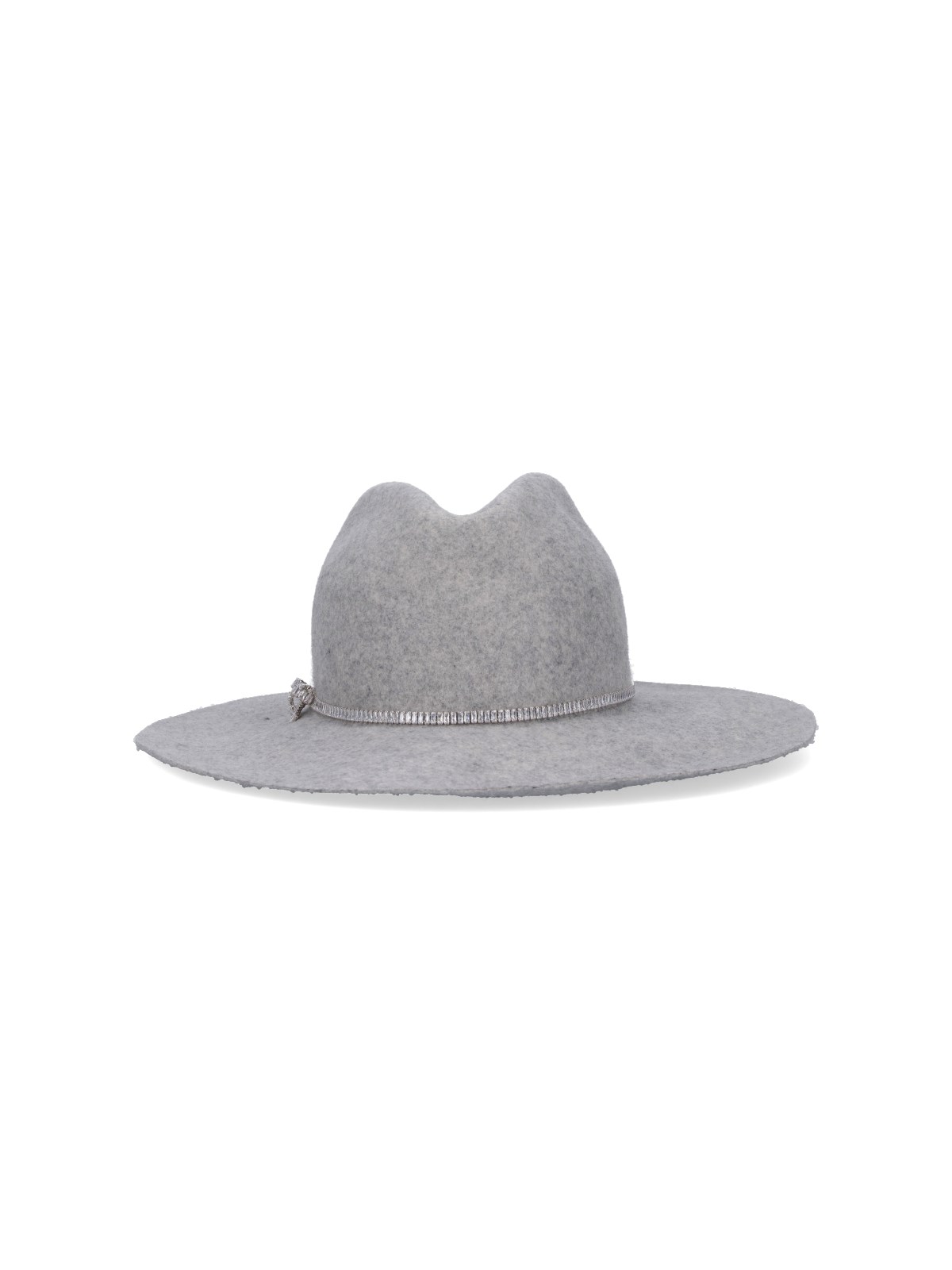 Shop Ermanno Scervino Fedora Hat With Strap In Gray