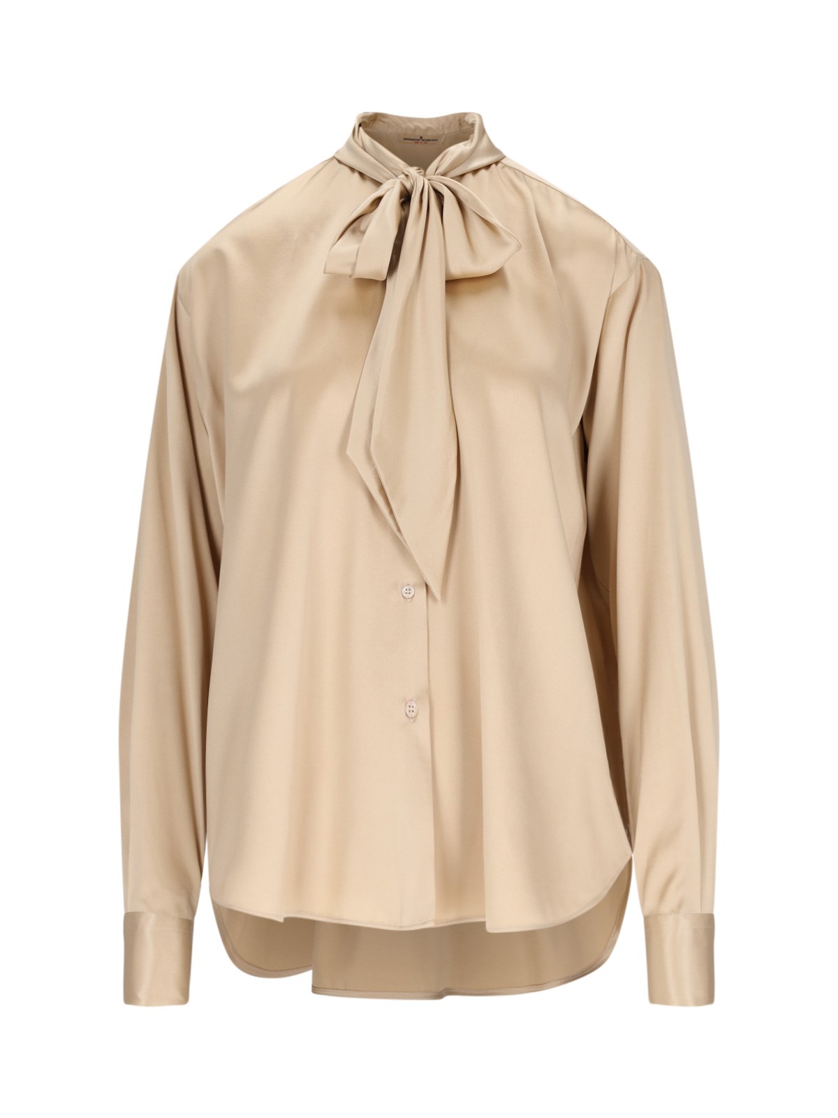 Shop Ermanno Scervino Lavallière Shirt With Bow In Beige