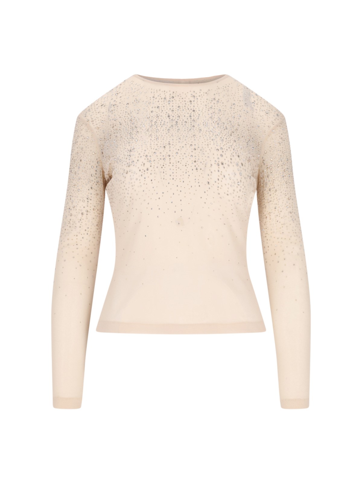 Shop Ermanno Scervino Rhinestones Detail Crop Top In Beige