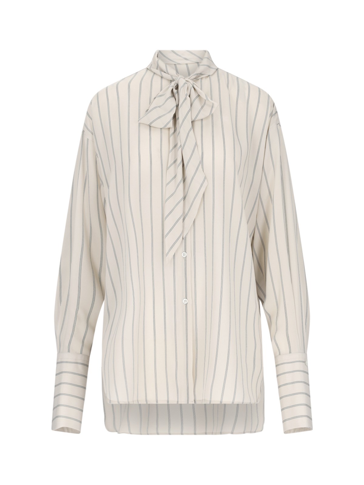 Shop Ermanno Scervino Lavallière Shirt With Bow In Cream