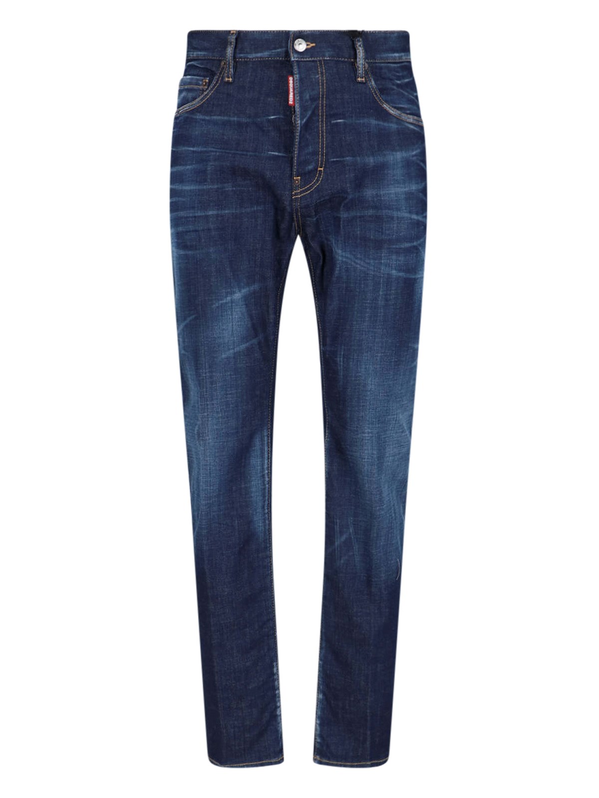 Dsquared2 Straight Leg Stretch Denim Jeans With Vintage Finish In Blue