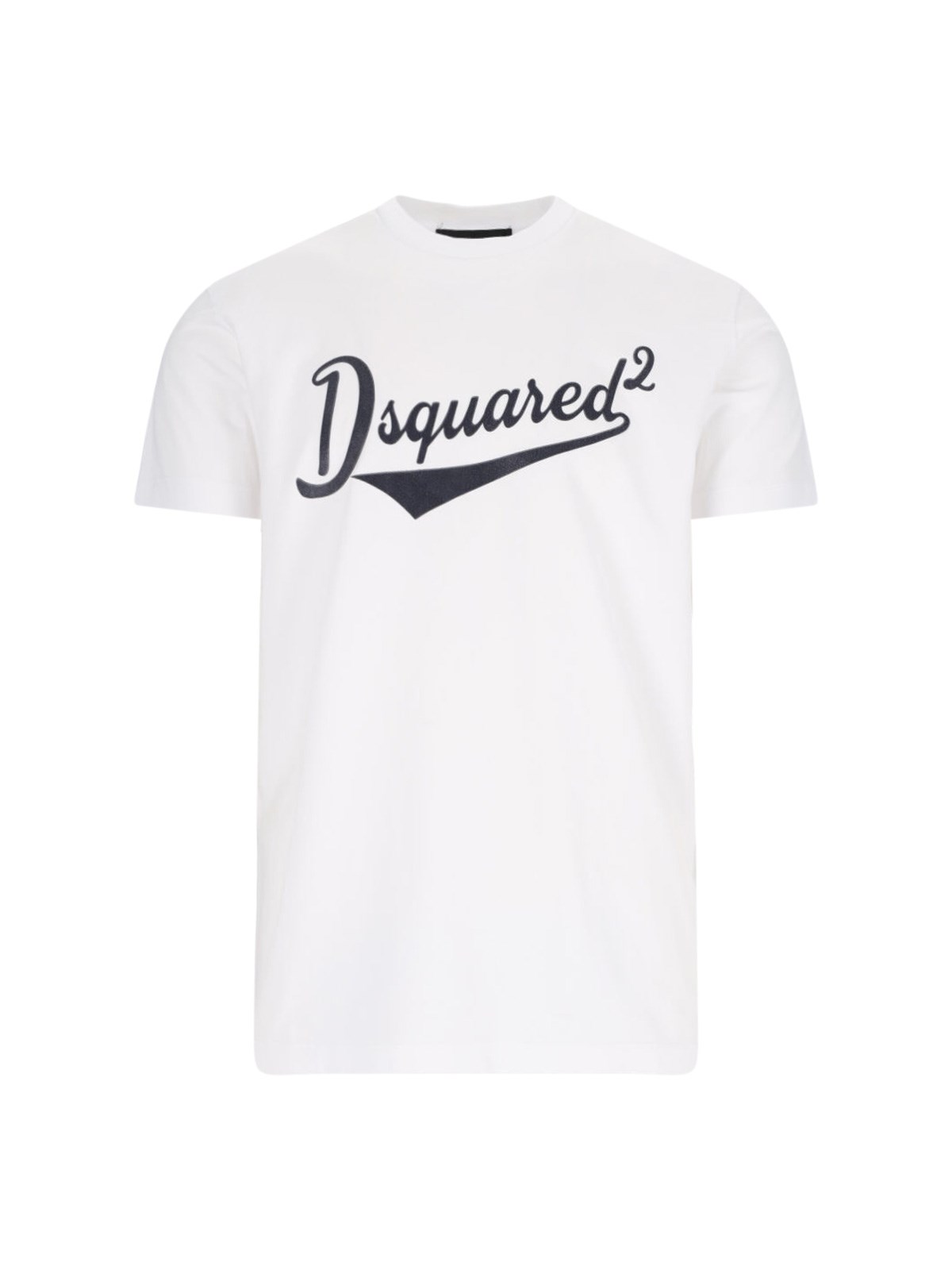 Dsquared2 White T-shirt With Logo Print On The Front In Cotton Man In White