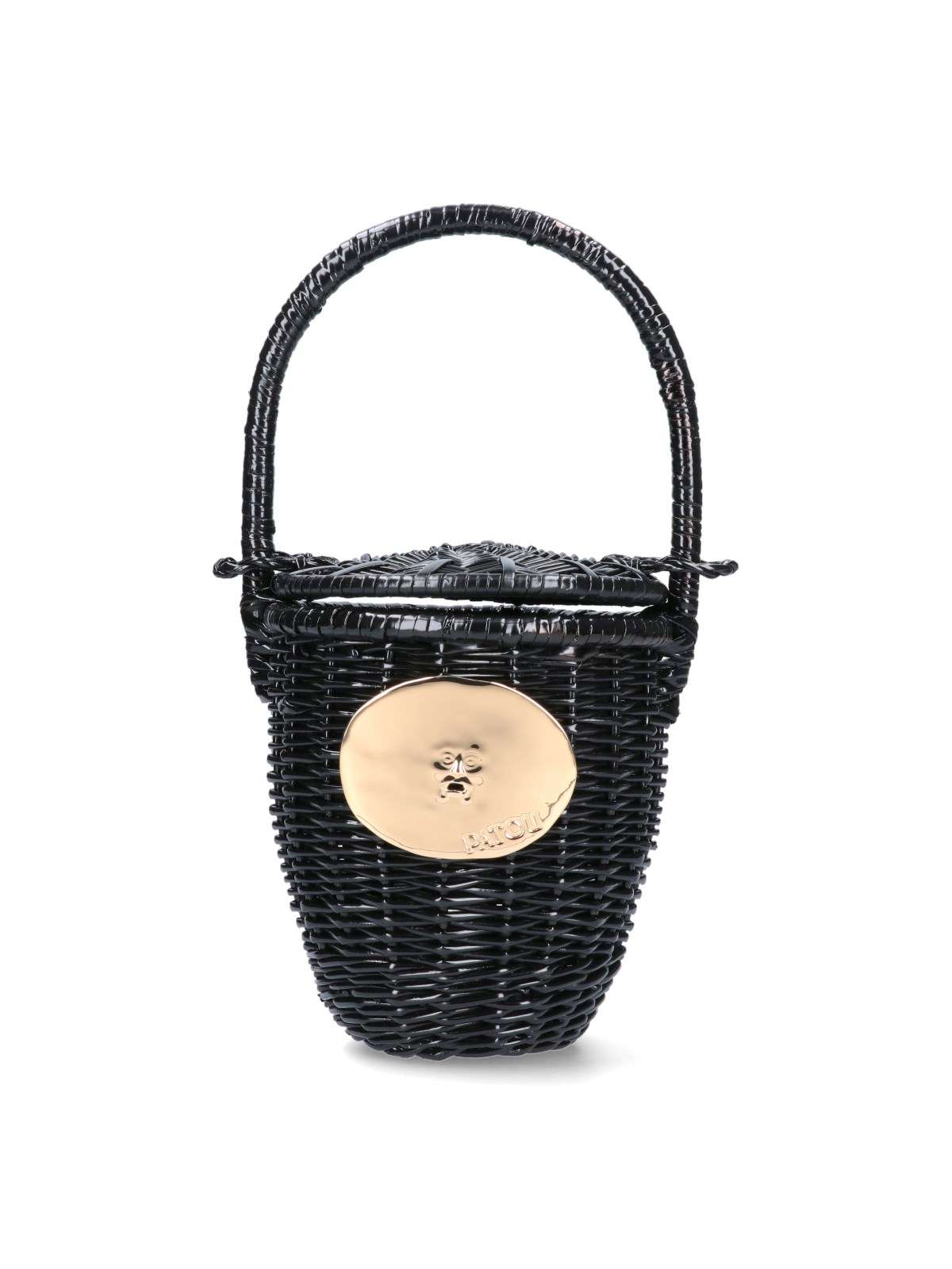 Shop Patou Wicker Bucket Bag In Black