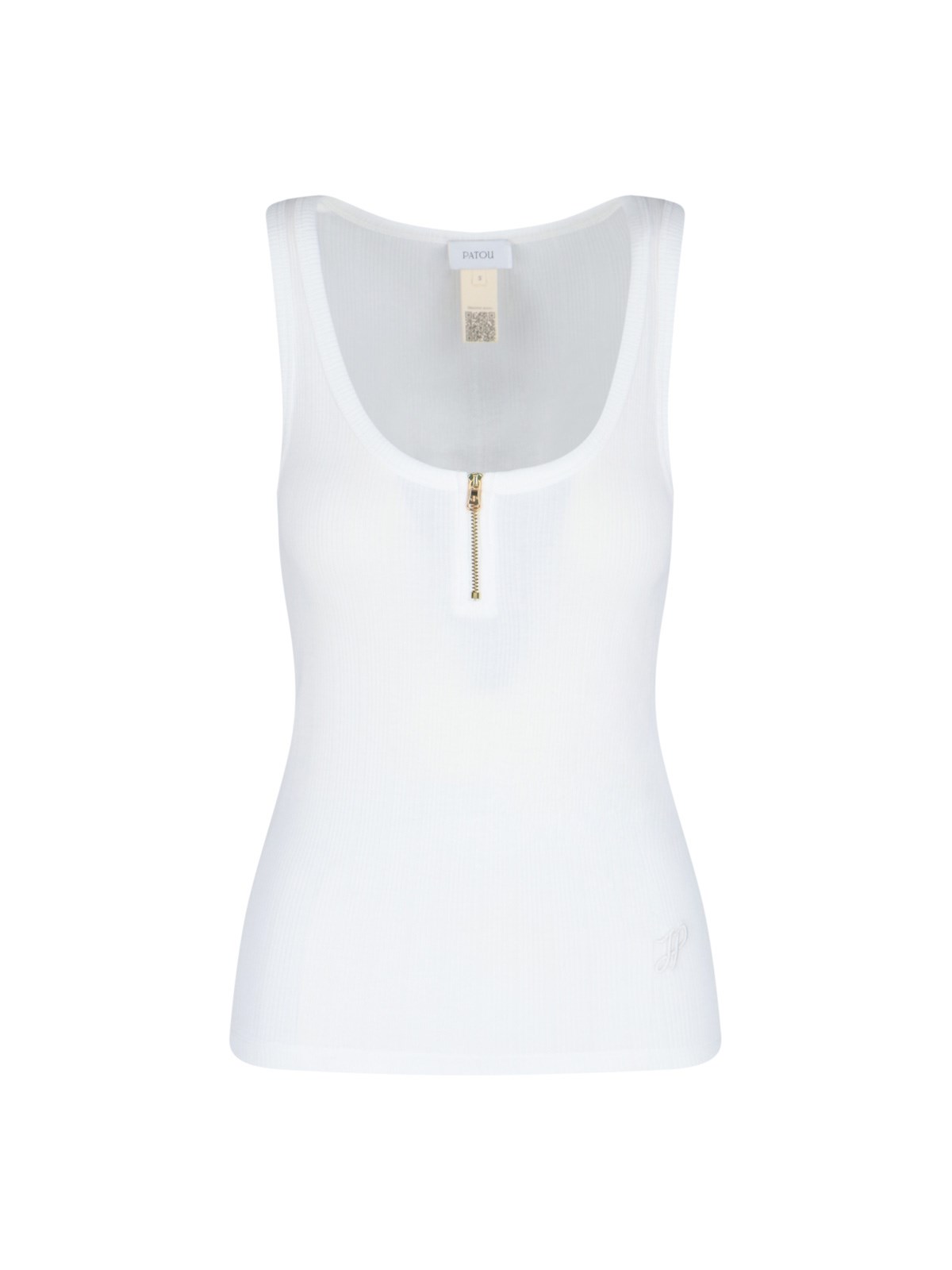 Patou White Scoop-neck Ribbed Tank Top In White
