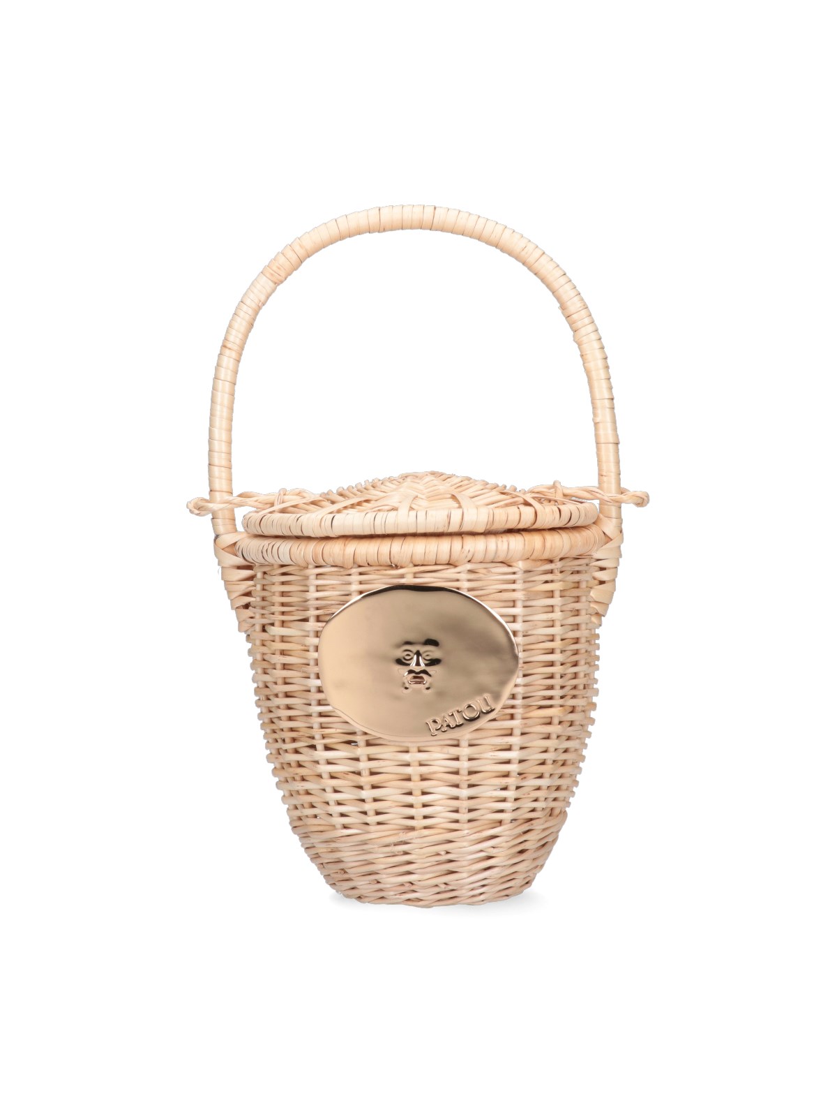Shop Patou Wicker Bucket Bag In Beige