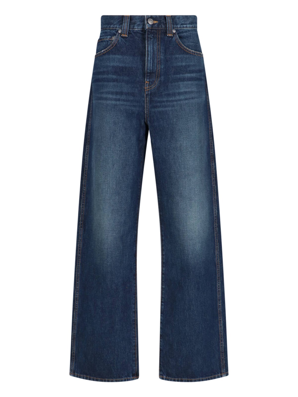 Khaite Winslow Mid Rise Denim Baggy Jeans In Blue