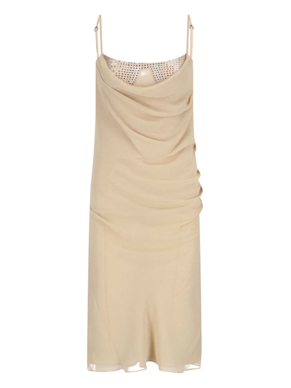 Attico Draped Cowl Neckline Spaghetti Straps In Beige