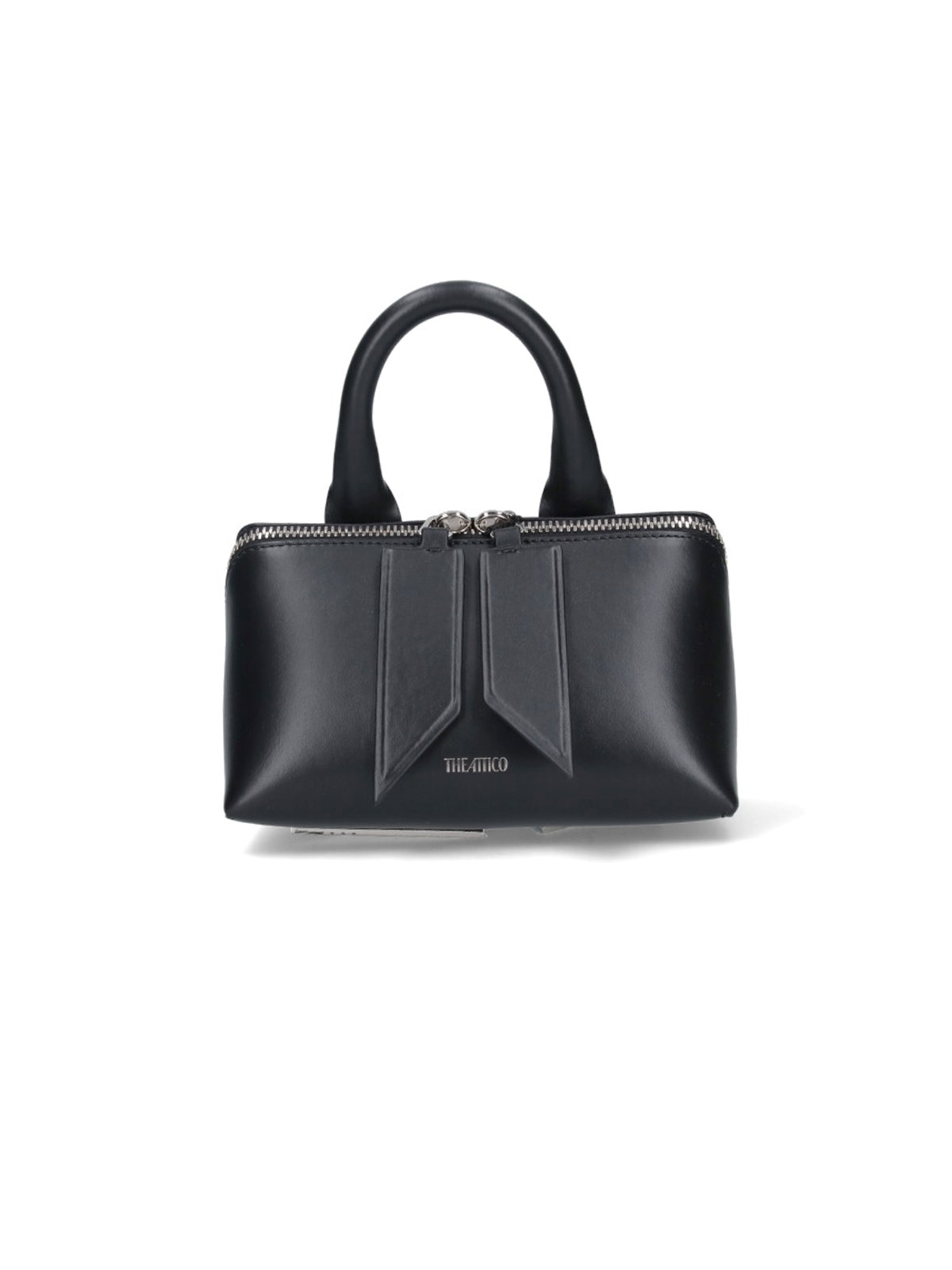 Attico Friday Mini Leather Tote Bag In Black  