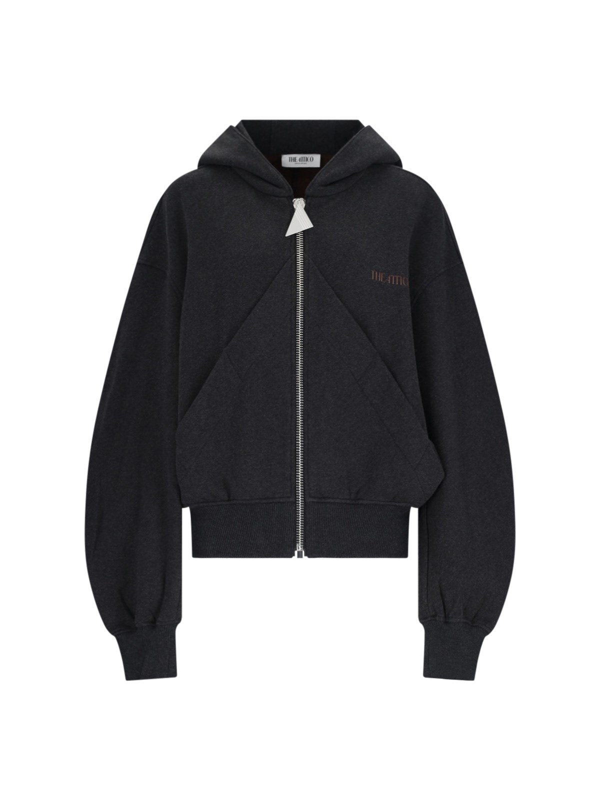 Attico Grey Sweatshirt With Hood And Logo Lettering On The Front In Cotton Woman In Black
