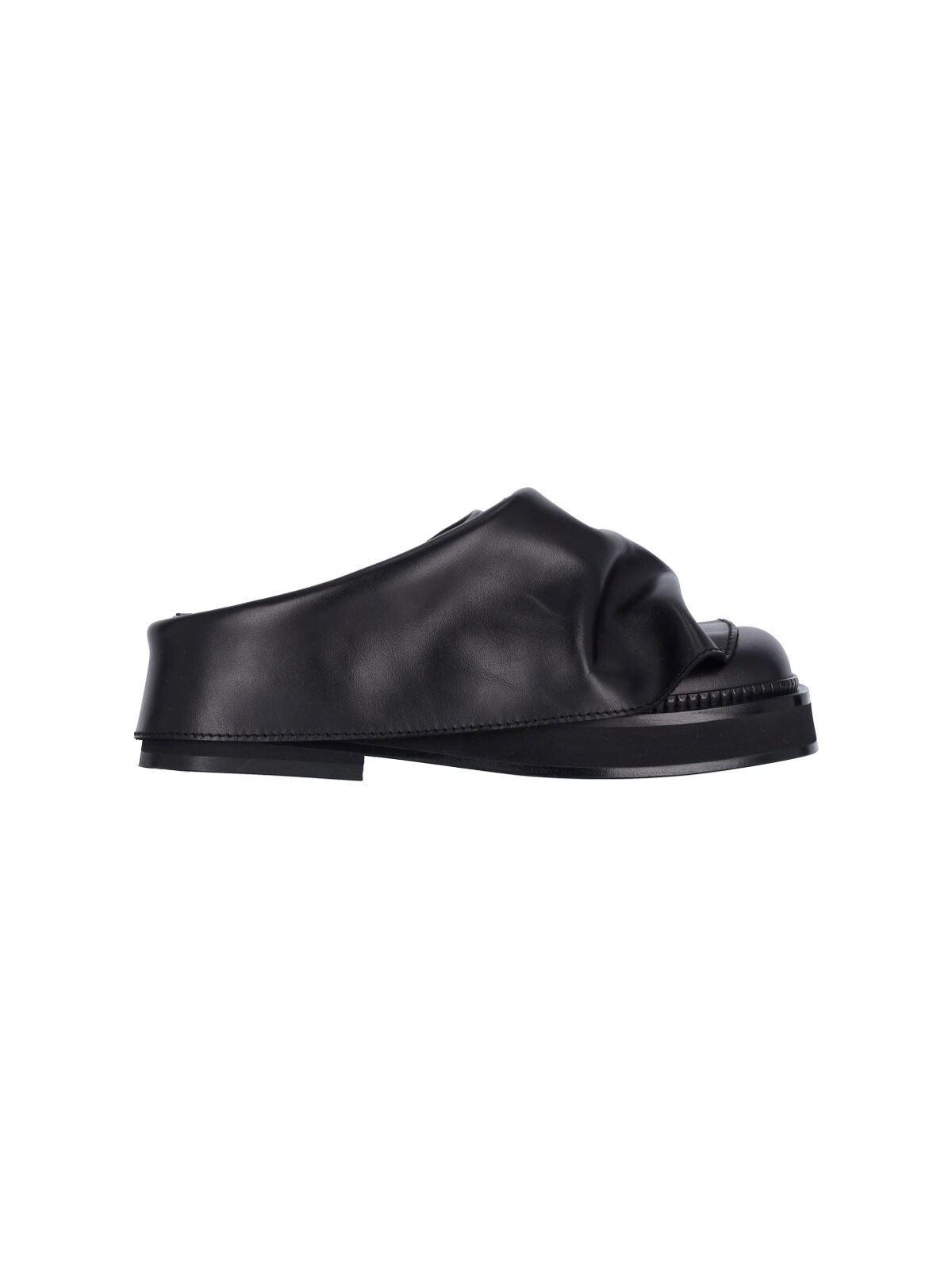 Attico Black Leather Mules In Black